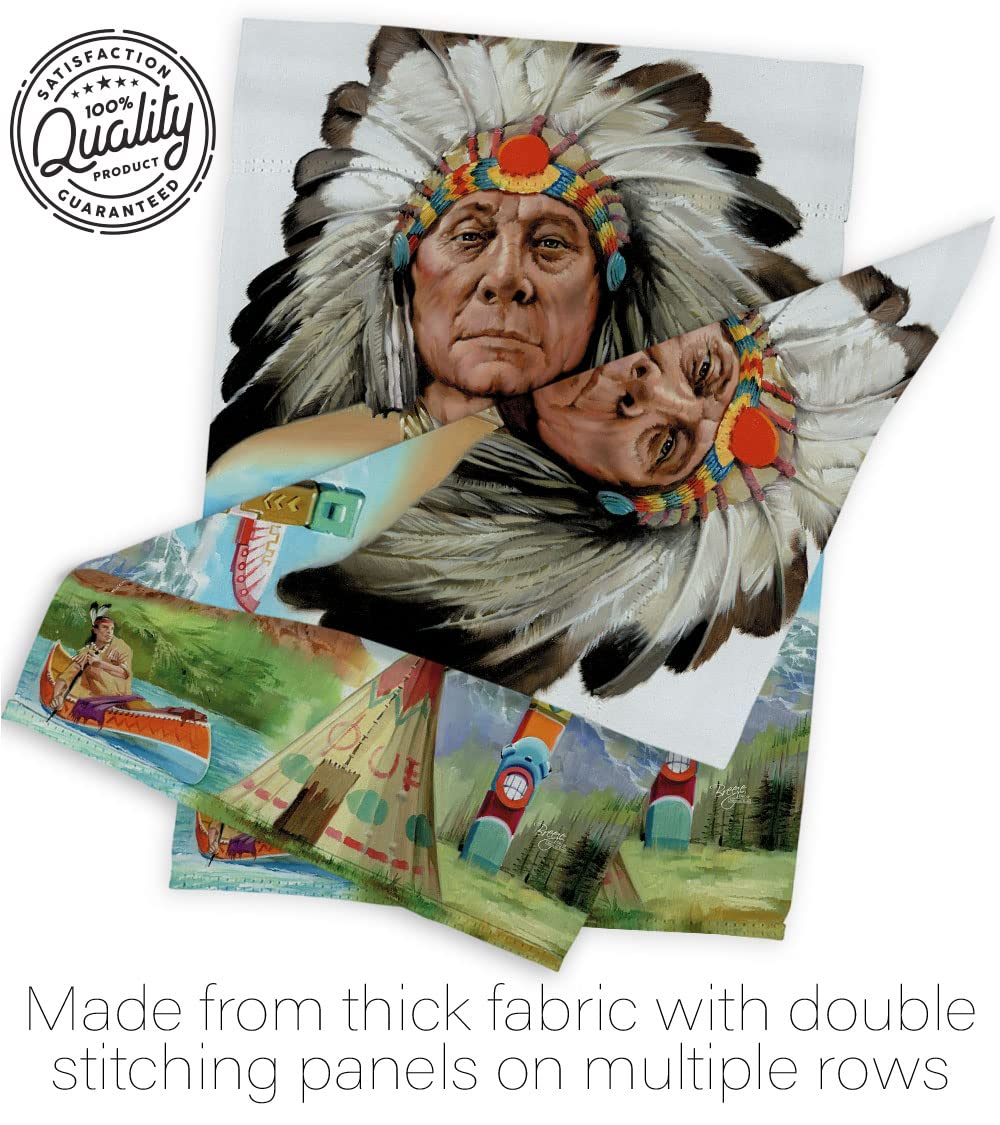 Native American Patriotic House Flag Set 28x40 with Pole - Outdoor Decor