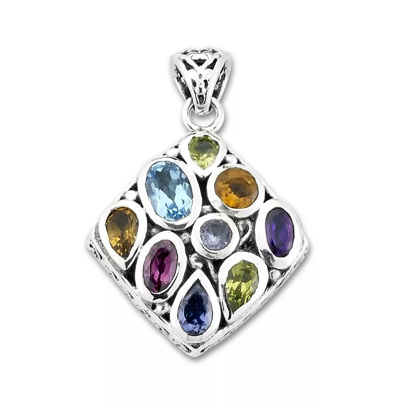 Amanzi Pendant Necklace with Multi Gemstones - Elegant Handmade Jewelry for Women, Perfect for Parties, Weddings & Special Occasions