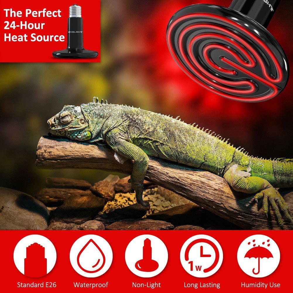 CTKcom 2-Pack 200W Reptile Ceramic Heat Lamp - E27 110V Infrared Heat Emitter Bulb for Reptiles, Chickens & Turtles - No Light, No Harm Brooder Lamp for Pet Coop Heating - Ideal for Terrariums, Chicken Coops & Turtle Tanks (Black)