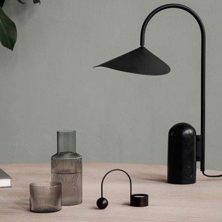 FERM LIVING Ripple Carafe Set - Elegant Smoked Grey Glass Pitcher with Matching Cups for Water, Juice & Wine | Perfect for Dining, Entertaining & Home Decor