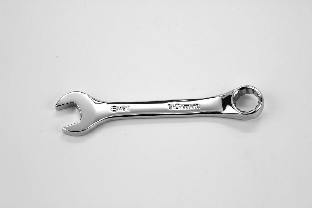 10mm 12-Point Metric Short Combination Chrome Wrench - Professional Automotive & DIY Tool for Tight Spaces