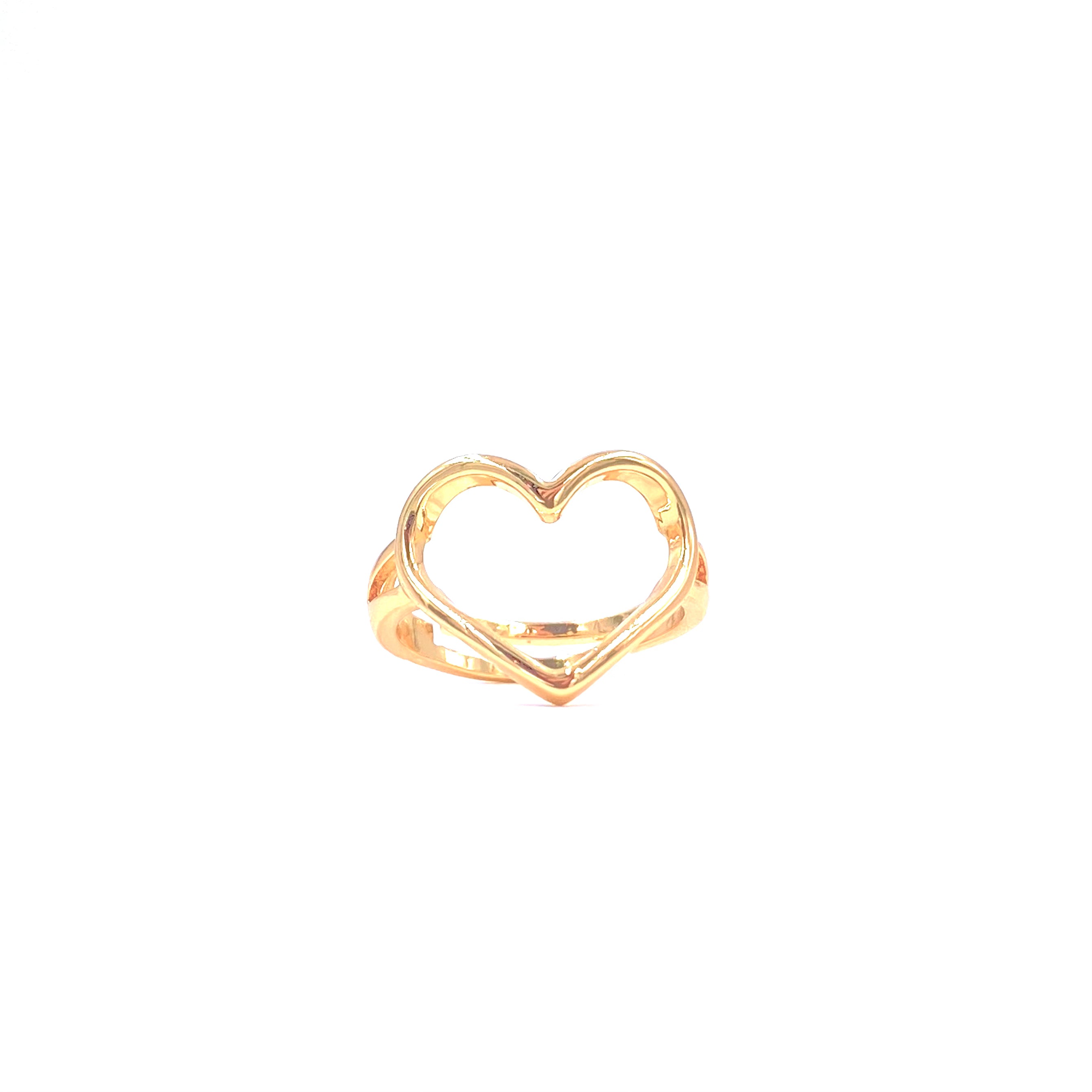 Ashley Gold Stainless Steel Gold Plated Open Heart Adjustable Ring for Women - Elegant & Dainty Jewelry Gift for Valentine's Day, Anniversary or Everyday Wear