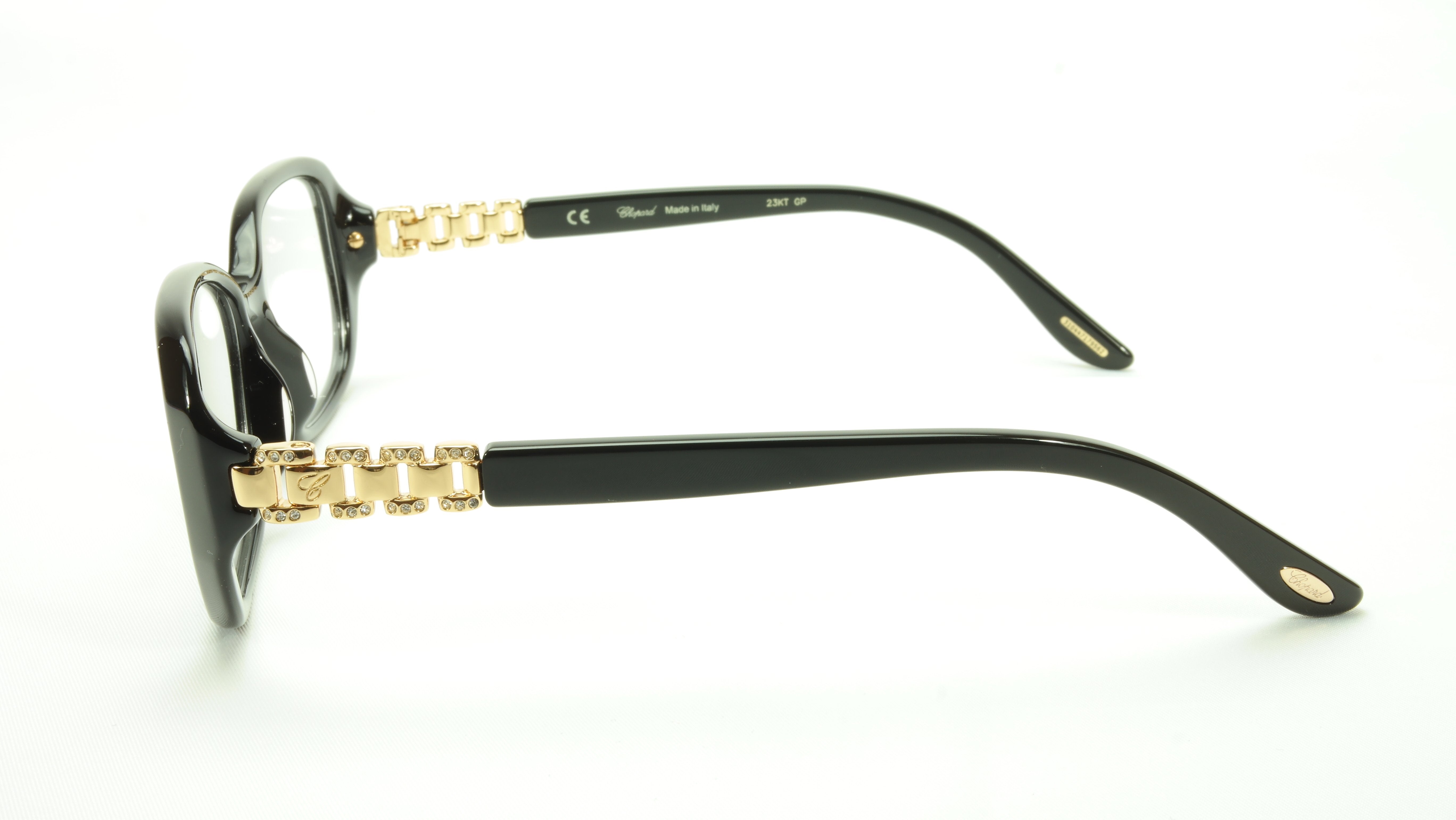 Chopard VCH 155S 0700 Acetate Eyeglasses Frame - Black & Gold Italian-Made (53-15-135) | Luxury Designer Glasses for Business & Formal Occasions