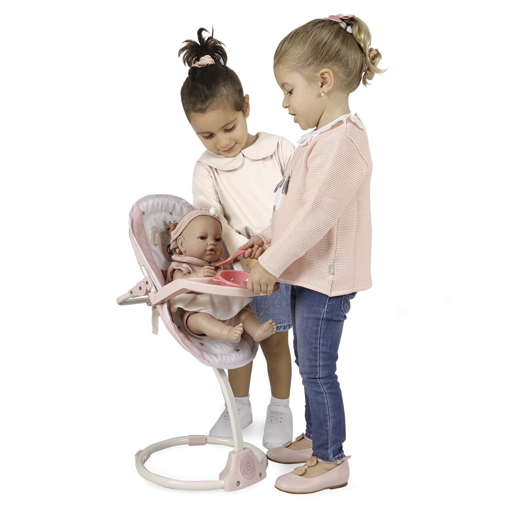 DE CUEVAS TOYS 51578 High Chair for Babies - Beige and White Wooden Feeding Chair with Adjustable Height | Perfect for Dining, Weaning & Playtime
