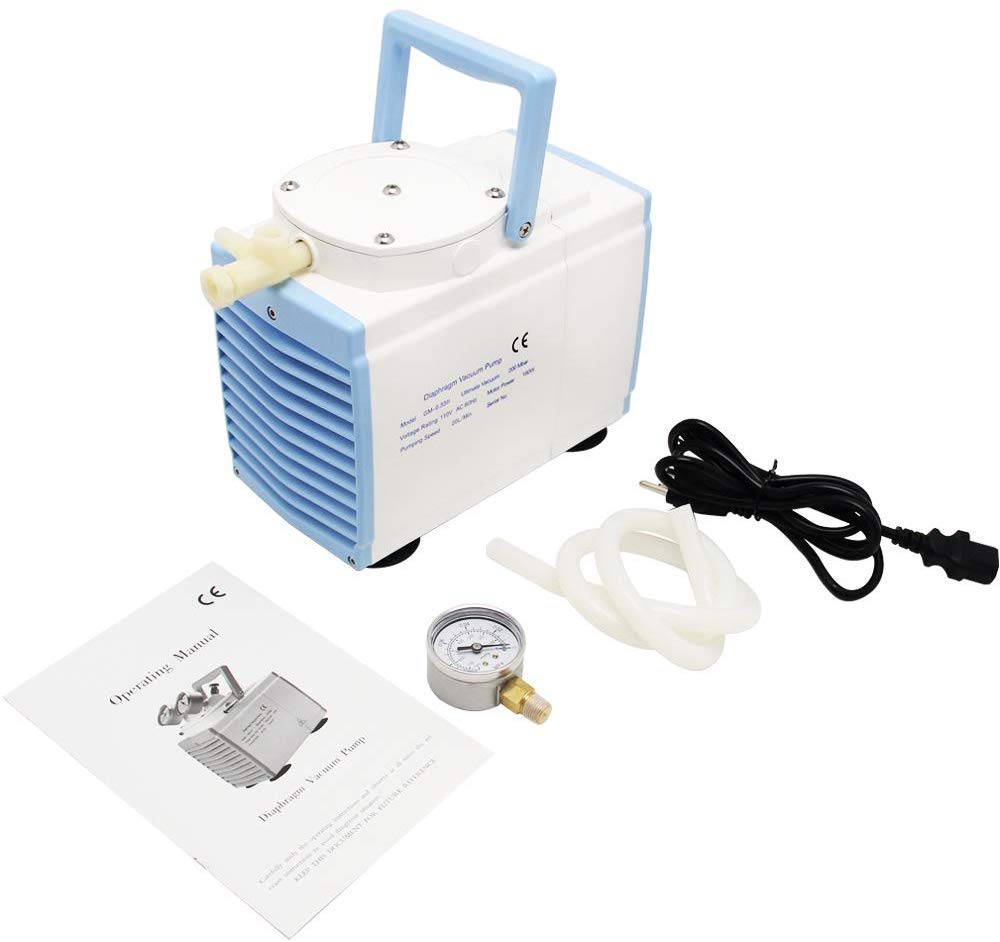 Oil-Free Diaphragm Vacuum Pump 20L/min - Single Head Oilless Diaphragm Vacuum Pressure Pump GM-0.33A for Extraction, Degassing, Lab Use & Scientific Experiments - MXBAOHENG High-Performance Vacuum Pump