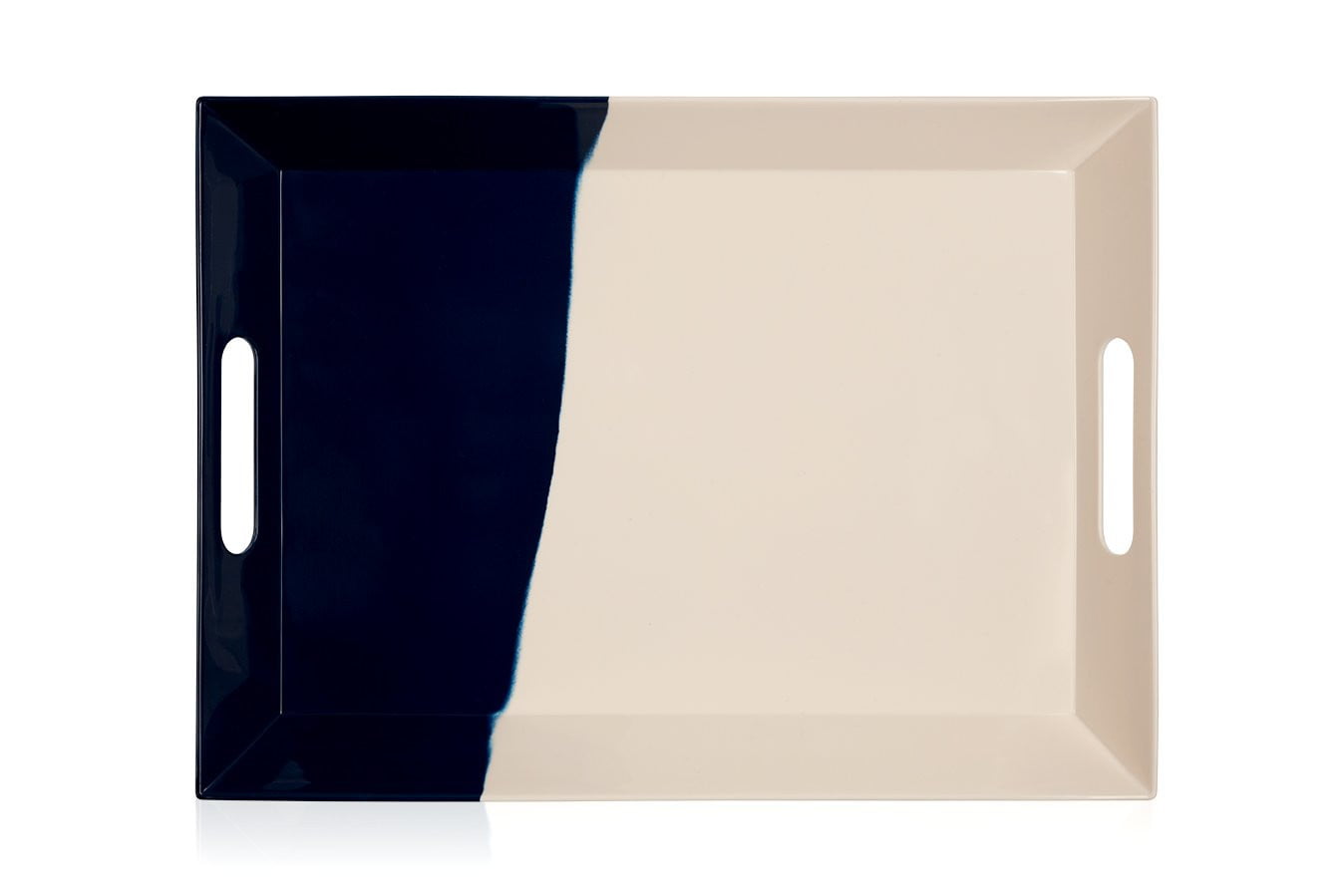 Exclusive Thomas Fuchs Creative Melamine Serving Tray - 1/2 & 1/2 Design in Ivory & Navy - Perfect for Dining, Entertaining & Kitchen Organization