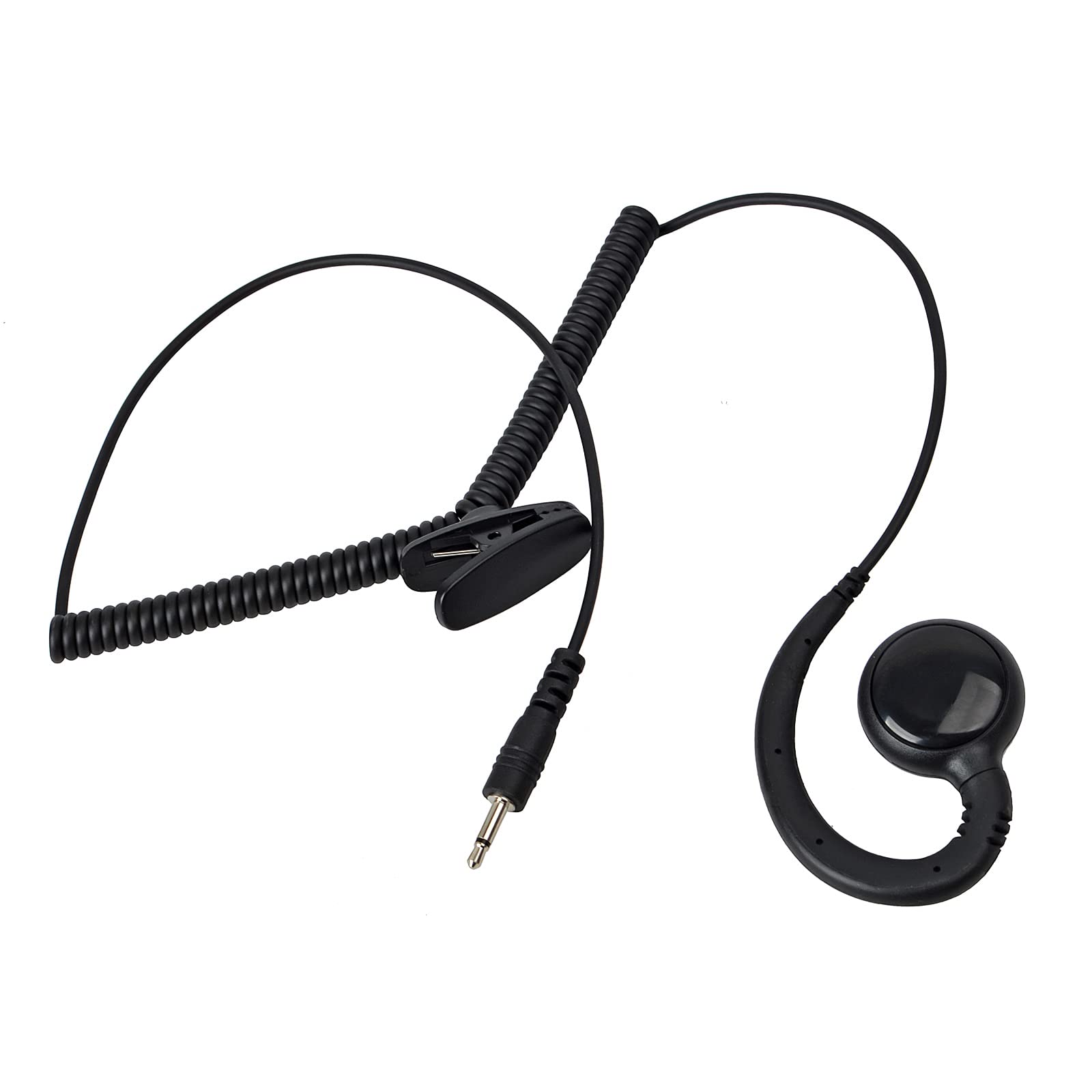 HYS 2.5mm C-Shape Swivel Headset - Receiver/Listen Only Earpiece for 2.5mm Audio Transceivers & Radio Shoulder Speaker Mics - Perfect for Security, Law Enforcement & Two-Way Radio Communication