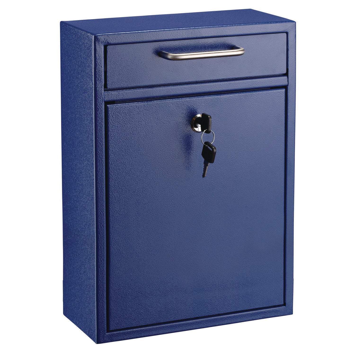 AdirOffice Large Wall Mounted Secure Drop Box - 11.2 x 4.7 x 16.2 Inch Blue Mailbox for Home & Office - Perfect for Package Delivery, Mail Collection and Secure Document Storage