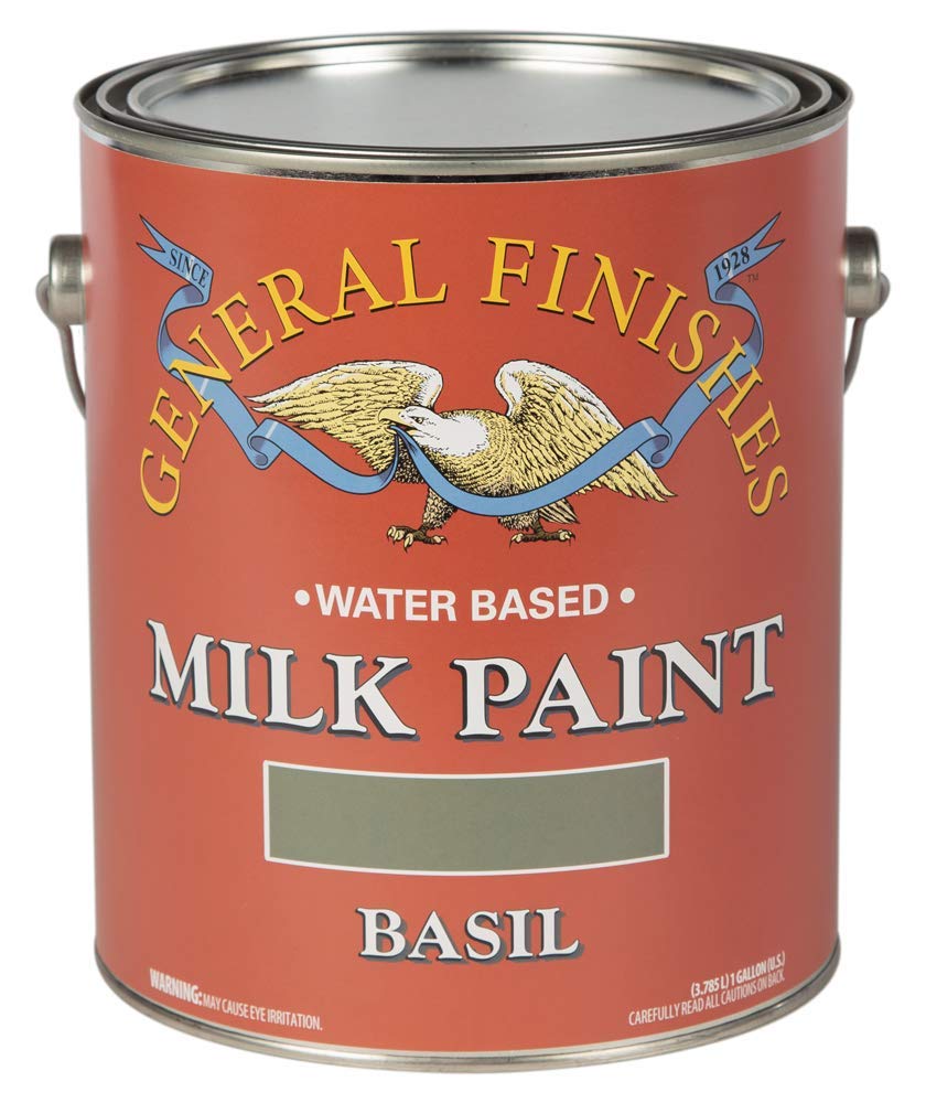 General Finishes Water Based Milk Paint - 1 Gallon, Basil Green - Eco-Friendly Chalky Finish for Furniture, Cabinets & DIY Home Decor Projects - Perfect for Shabby Chic, Farmhouse & Vintage Style Makeovers
