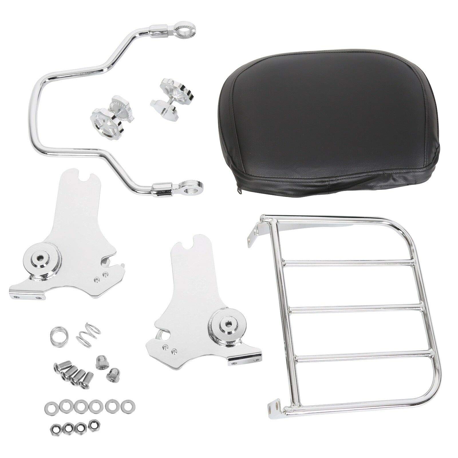 Adjustable Sissy Bar Backrest & Luggage Rack for Harley Davidson 000565 - Universal Fit Motorcycle Passenger Back Support & Storage Rack for Long Rides and Road Trips