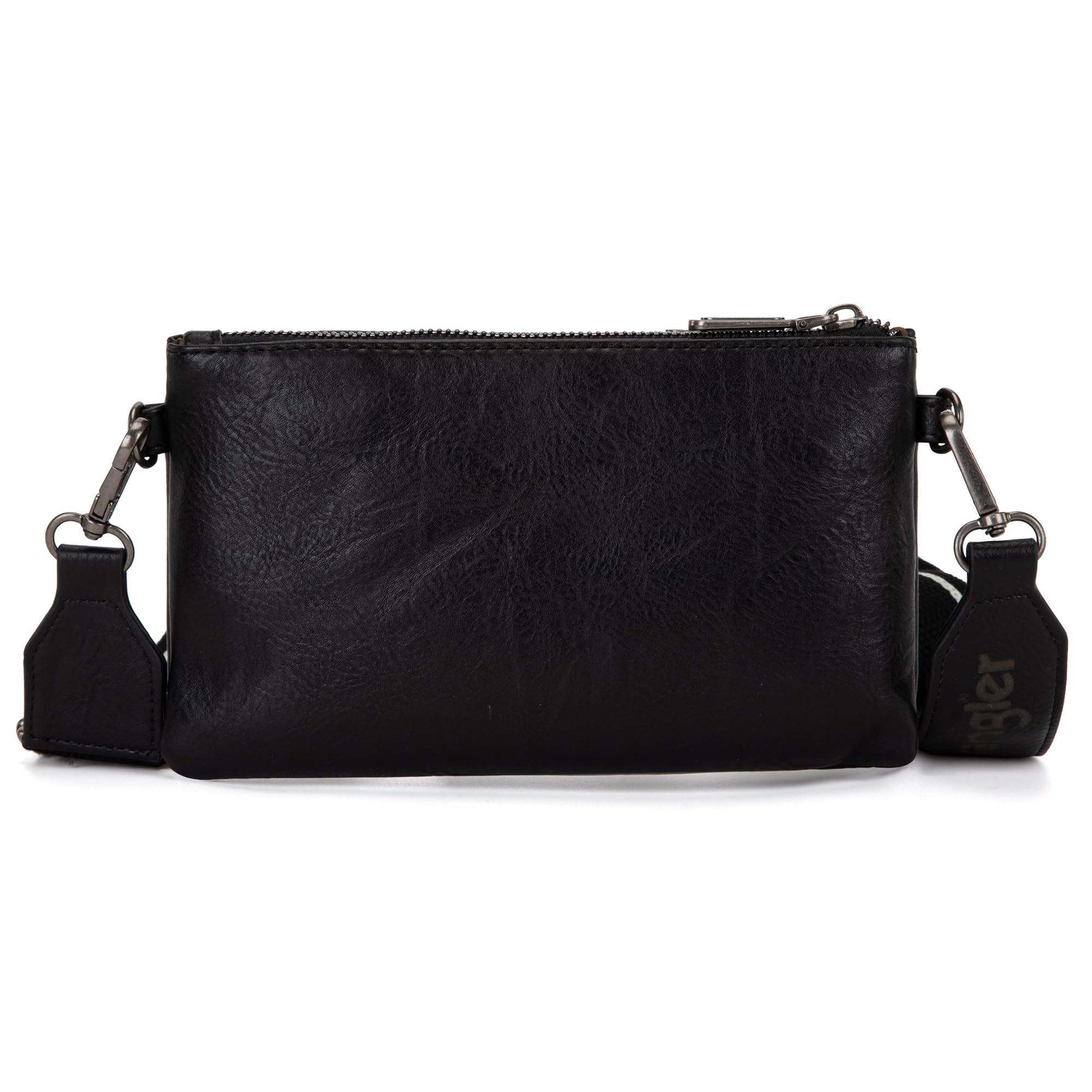 Wrangler Women's Distressed Crossbody Purse - Multi-Function Card Holder Wallet with Double Zipper - Perfect for Travel, Shopping & Everyday Use
