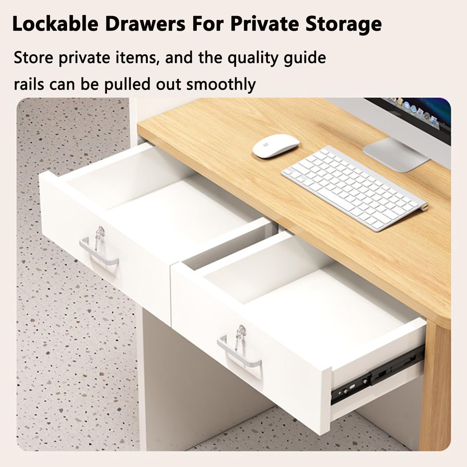 Modern Reception Desk with Lockable Drawer - 80