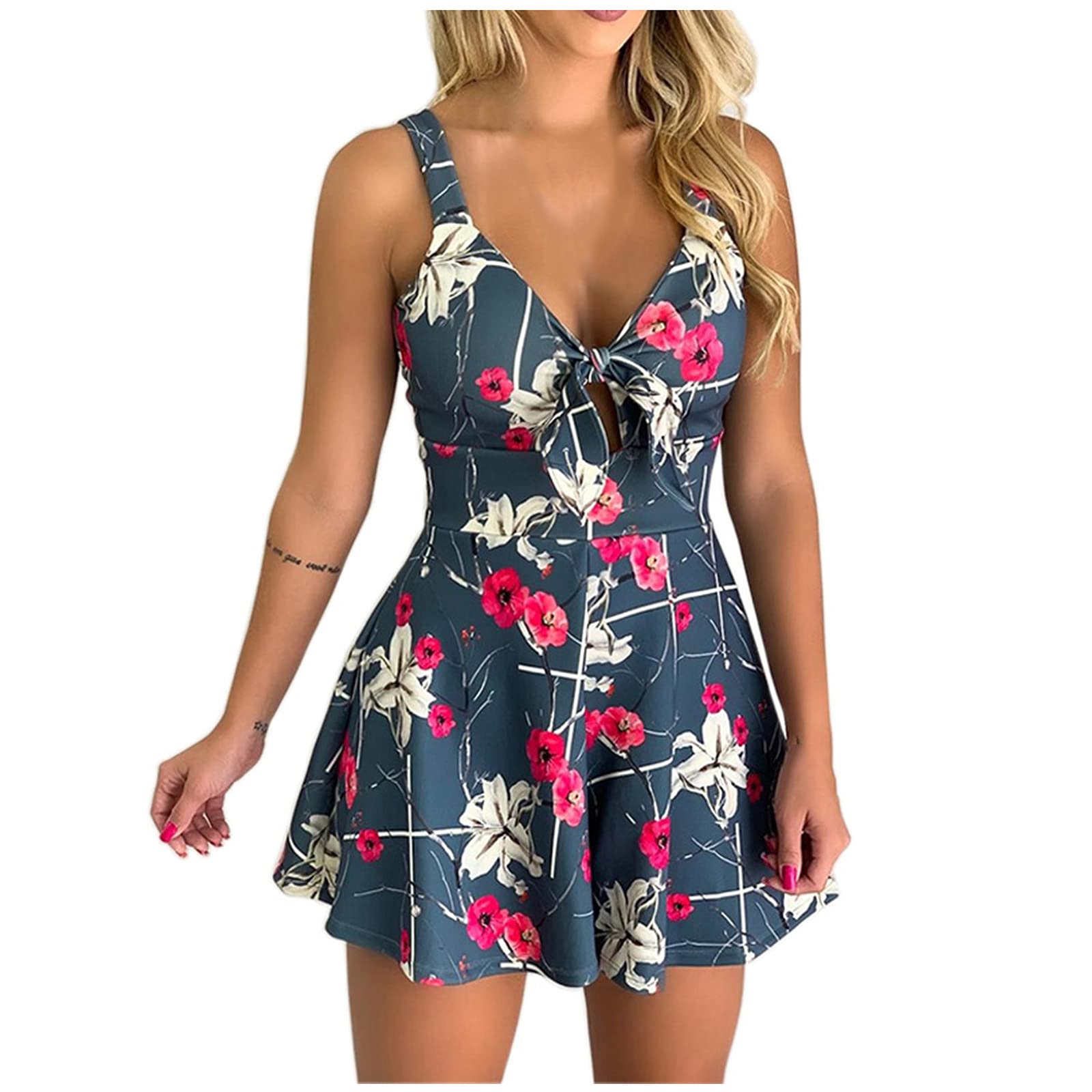 Trendy Women's Graphic Romper - Sexy Bandage Butterfly Shorts Casual One-Piece Jumpsuit | Summer Outfits, Beachwear & Party Dresses for Women 2022 Fashion