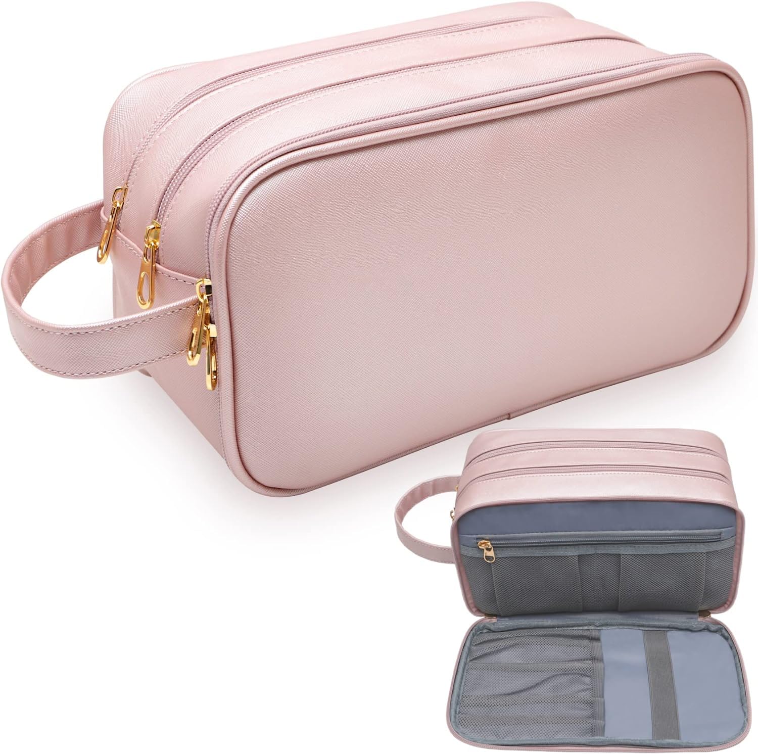 Waterproof Makeup Bag for Women - Travel Toiletry Organizer with Multiple Pockets, Dorm Room Essentials for Girls, Perfect for Cosmetics & Skincare Storage - Ideal for Travel, Gym, Mother's Day & Graduation Gifts