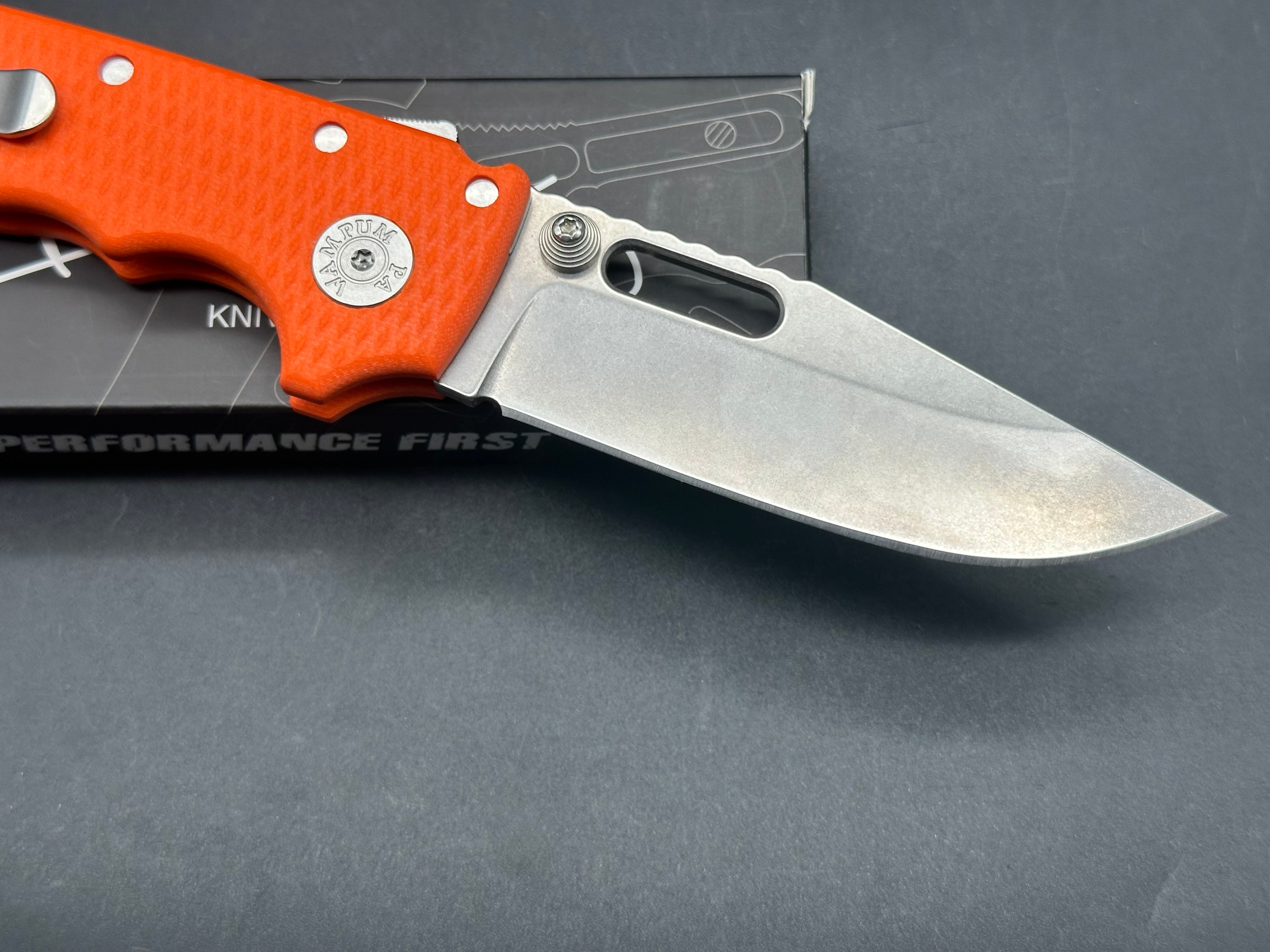 Demko AD20S Folding Knife - 20CV Steel Blade, Orange G10 Handle - EDC, Outdoor, Camping, Hunting & Survival Gear