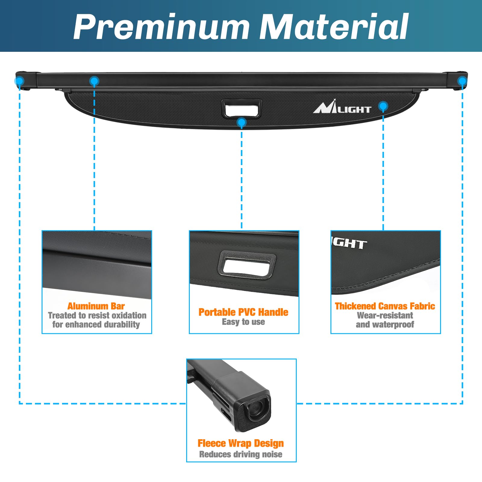 Nilight Retractable Trunk Cargo Cover for Ford Bronco 4-Door (2021-2024) | Security Shade Accessories | Durable & Easy Installation | Perfect for Road Trips, Camping & Grocery Storage