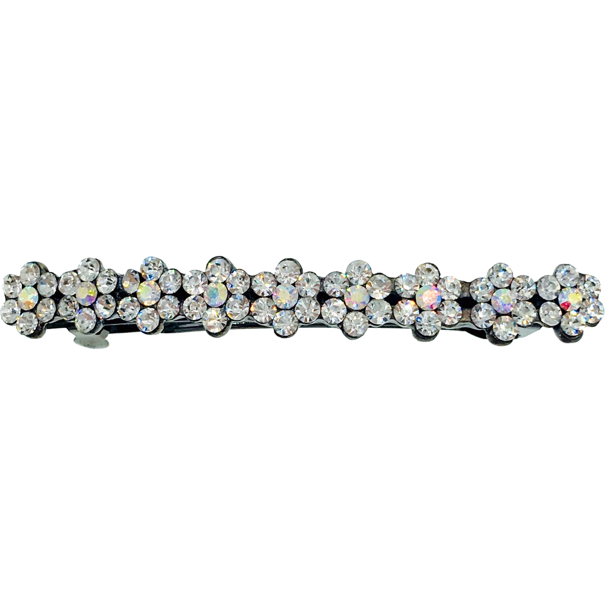 Swarovski Crystal Small Daisy Barrette Hair Clip - Black Base with Blue, Pink, Red, Purple, Green, Gray, Brown & AB Colors | Perfect for Weddings, Parties & Everyday Hair Accessories