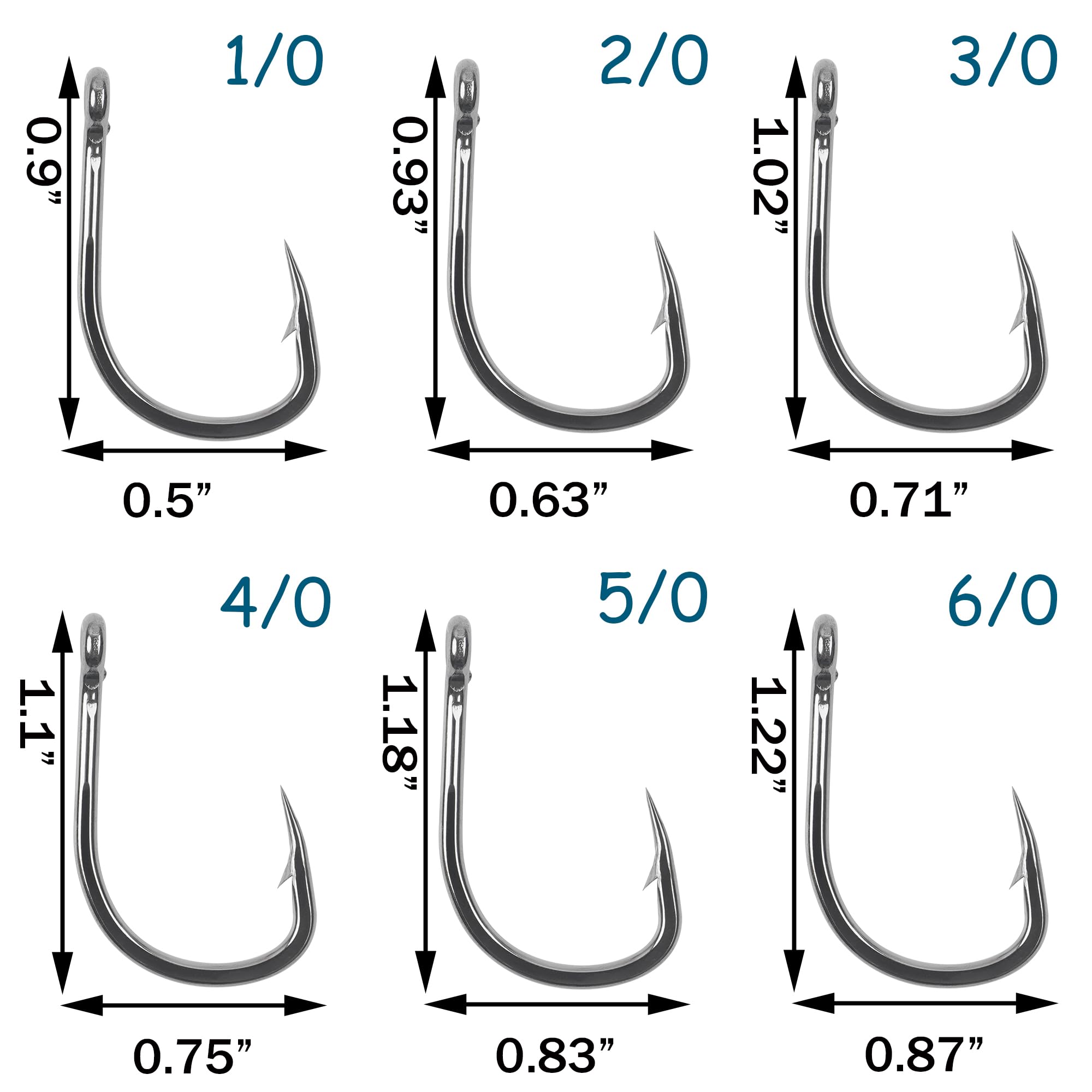 Premium Stainless Steel Saltwater Circle Hooks - 2X Strong Live Bait Fishing Hooks for Ocean, Freshwater & Saltwater Fishing (Size 1/0-10/0) - Ideal for Deep Sea Fishing, Surf Casting & Kayak Angling