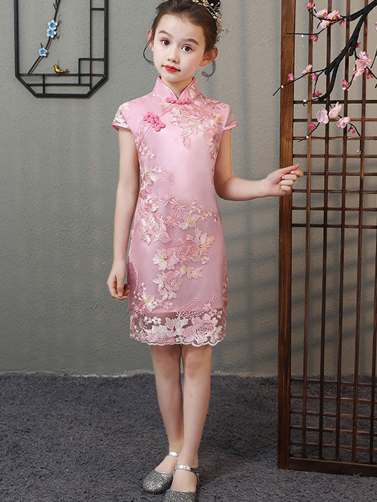 Exquisite Embroidered Cheongsam Dress for Girls | Traditional Chinese Kids Qipao | Perfect for Festivals, Parties & Cultural Events