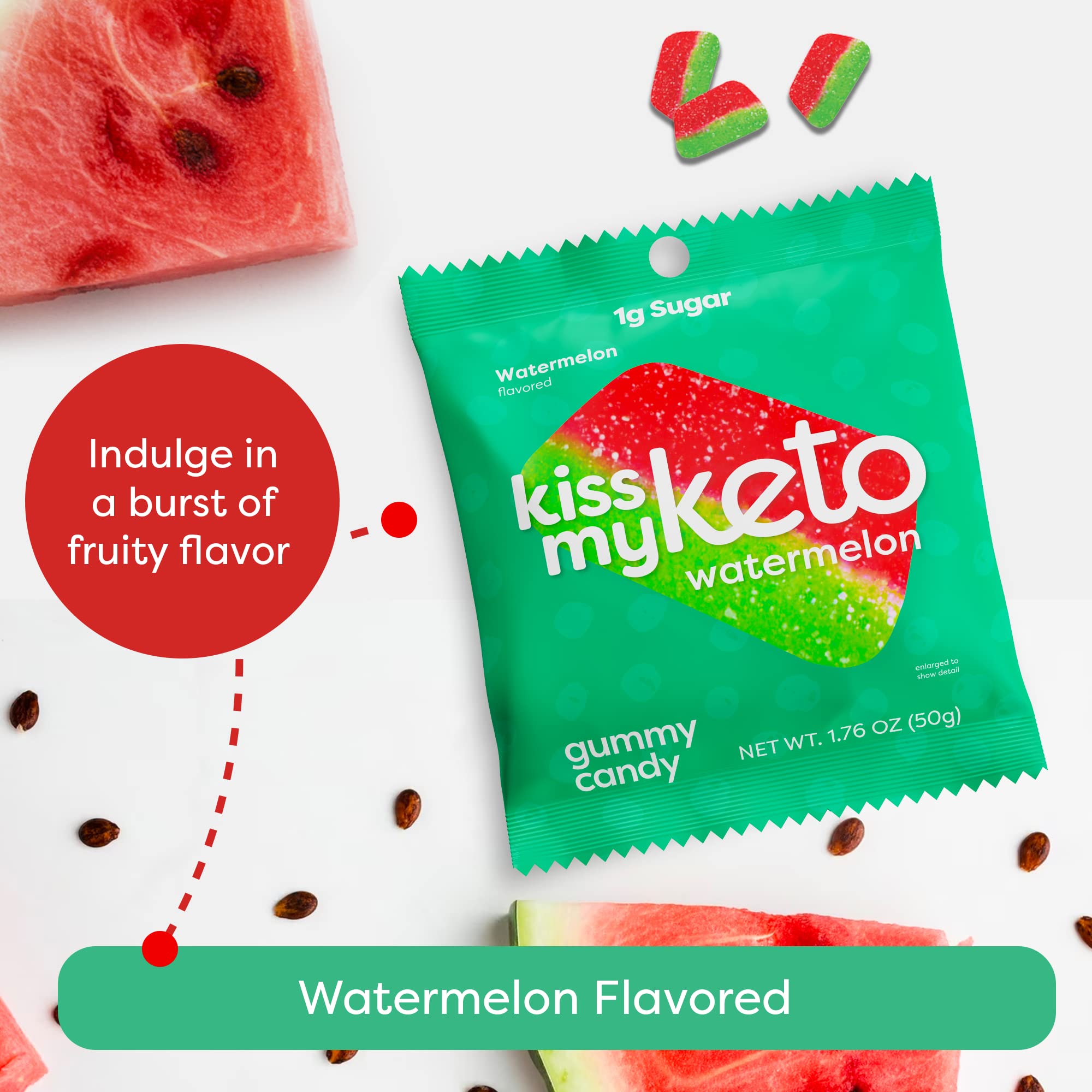Keto Gummy Candy - Low Carb Watermelon Snack, Vegan & Healthy for Keto Diet (6-Pack)