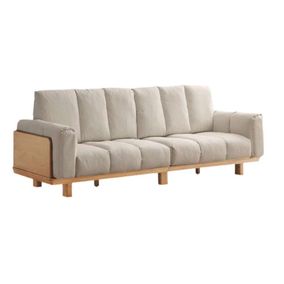 105.5x35.4x36.2 inch / 268x90x92 cm / natural wood color / ash sofa imitation cotton and linen gravel white