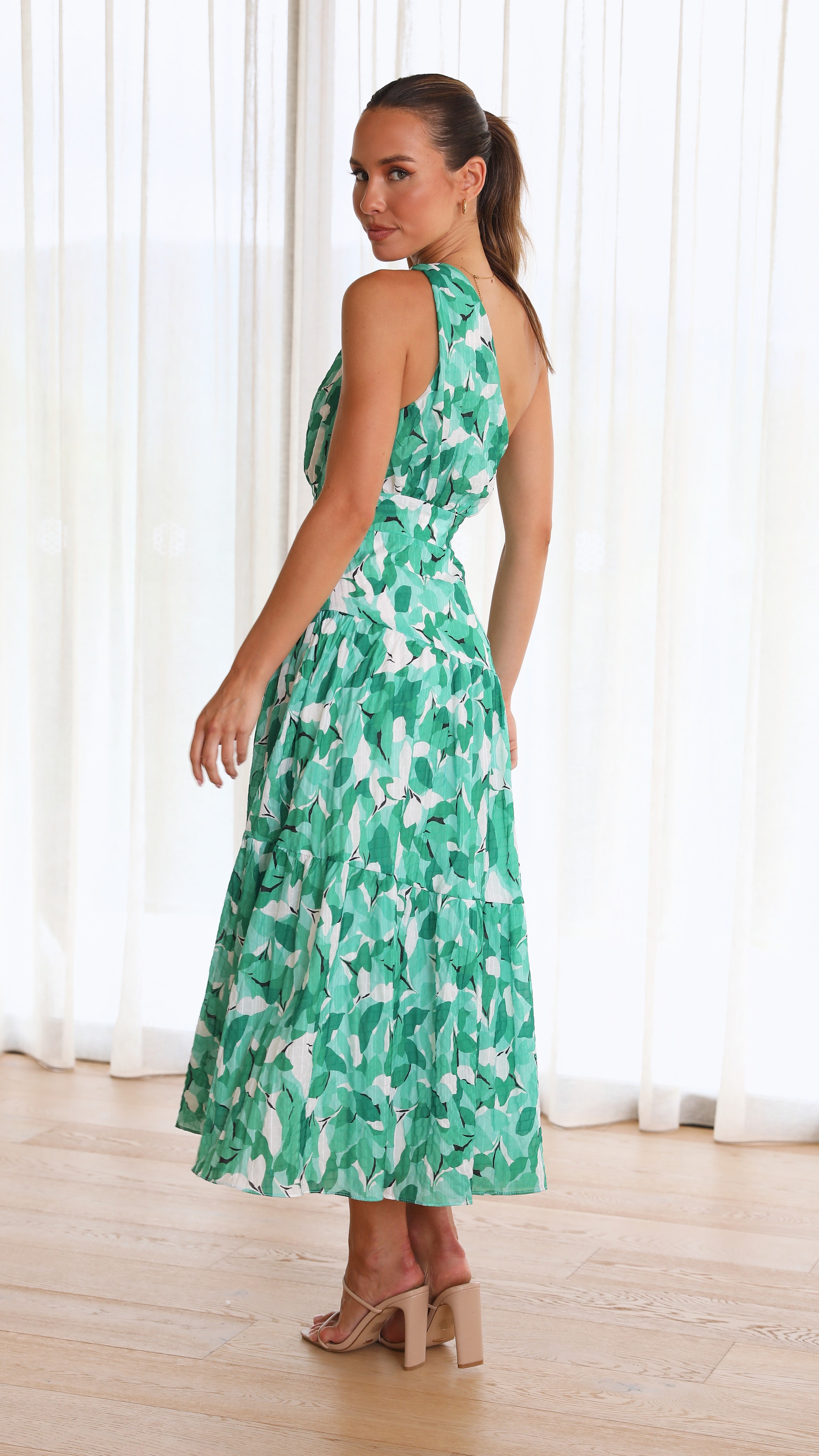 Jayma Maxi Dress for Women - Green Multi Floral Print, Boho Summer Beach Dress for Vacation, Party & Casual Wear