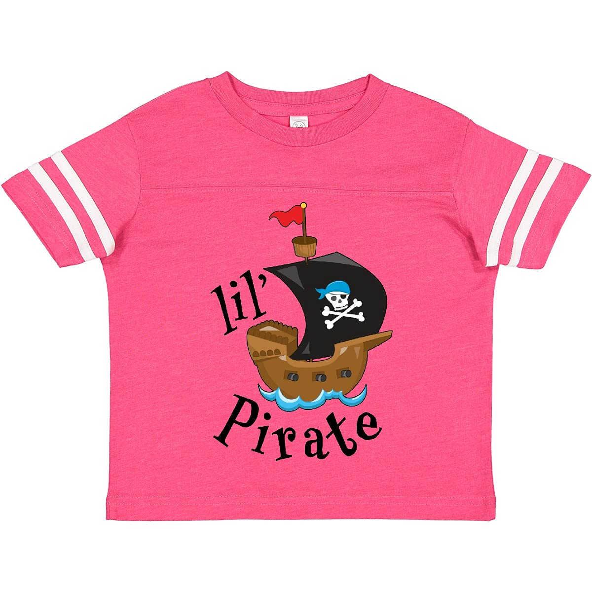 Inktastic Lil' Pirate Pirate Ship Toddler T-Shirt - Blue Bandana Design for Boys & Girls - Perfect for Pirate Themed Parties, Halloween Costumes & Everyday Play