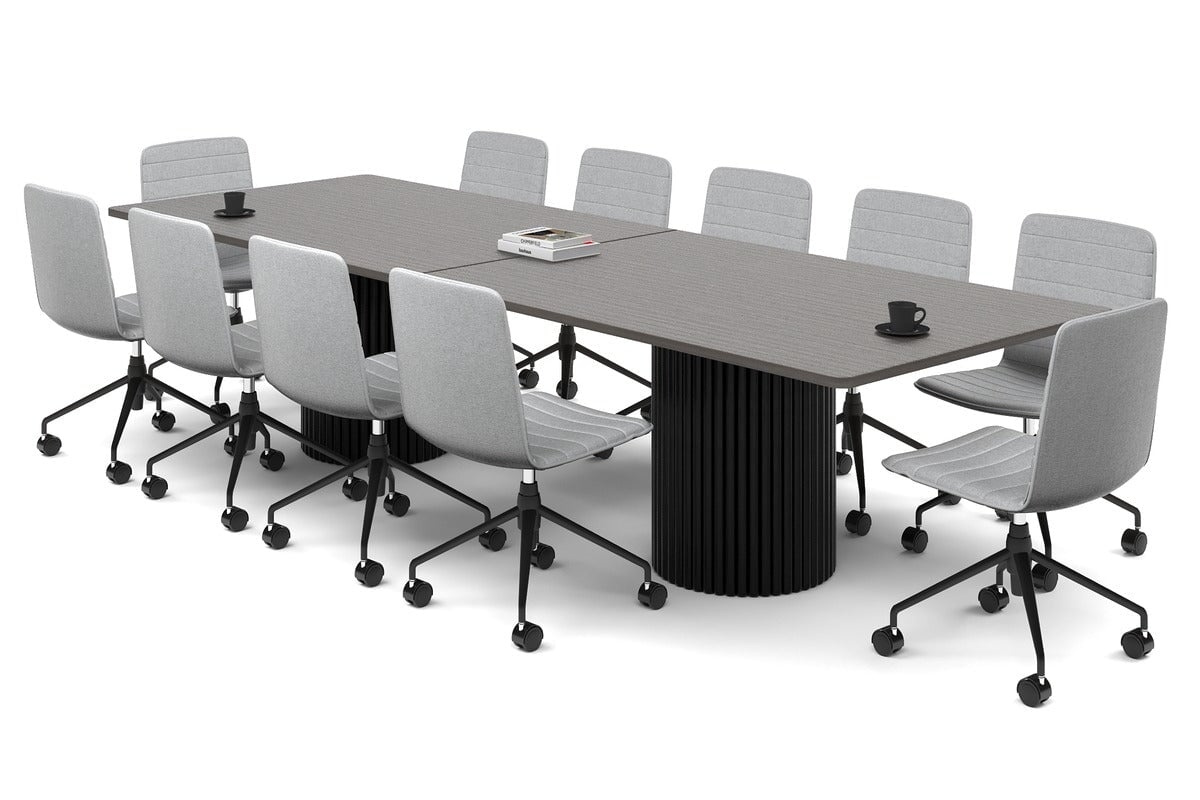 Premium Baobab Wood Circular Base Boardroom Rectangle Table - 3200L x 1100W with Rounded Corners - Durable Conference Table for Office Meetings & Executive Workspaces