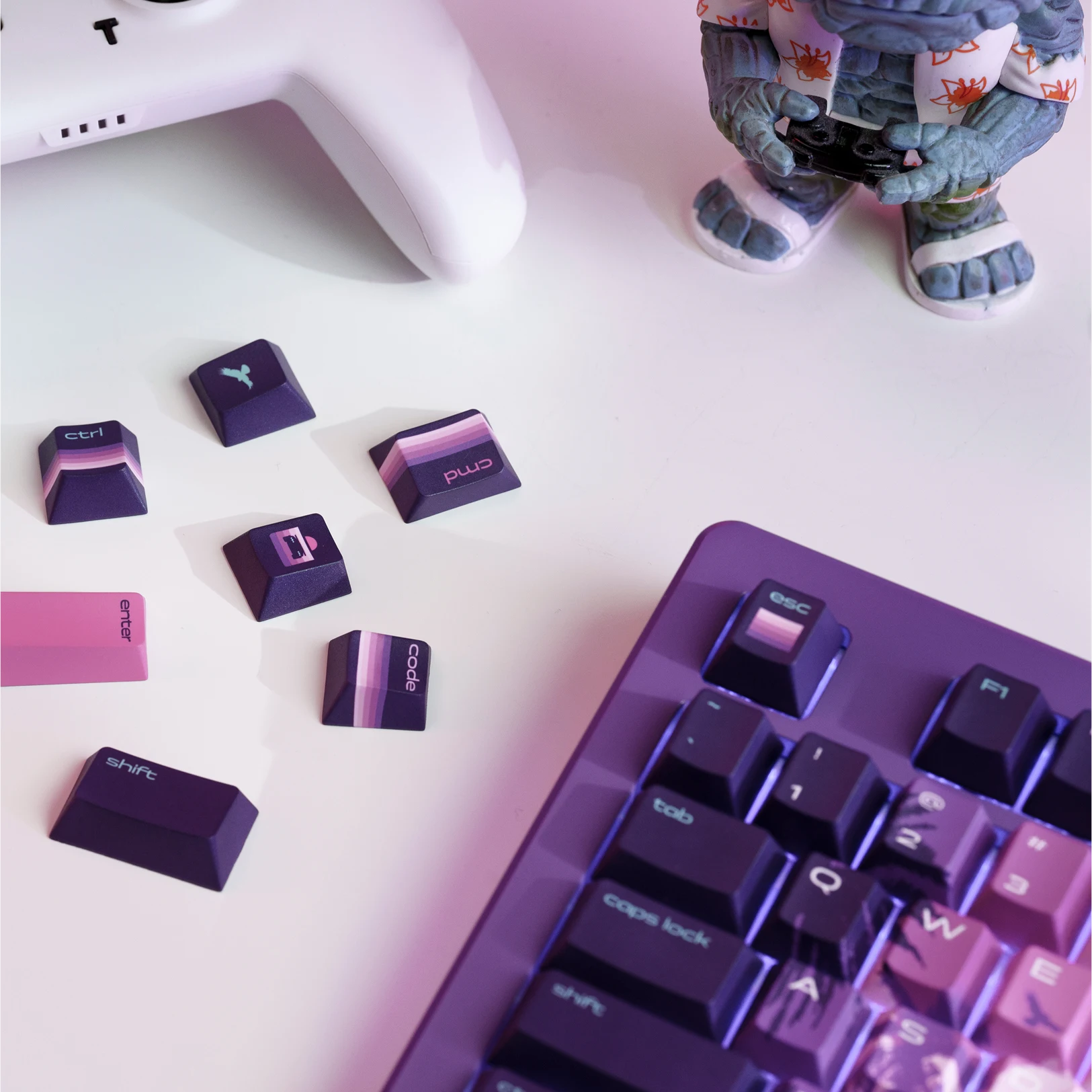 GPBT Synth Sunset Keycaps - Premium Custom Mechanical Keyboard Keycap Set for Typing & Gaming | Perfect for PC, Mac, RGB Builds & Streamer Setups