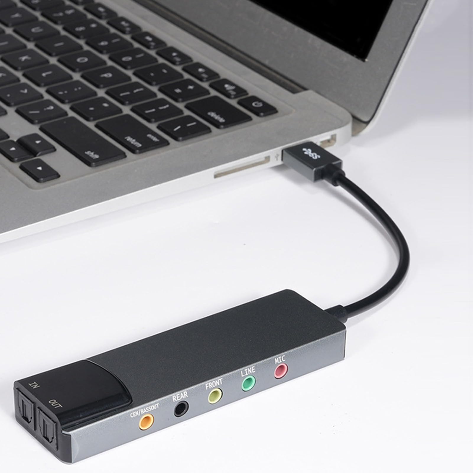 FXWTICH USB External Sound Card with Fiber Optic SPDIF - 7.1 Channel Audio Adapter for PC/Laptop - Plug & Play Multi-Function Sound Card (Grey) - Perfect for Gaming, Streaming & Home Theater Systems