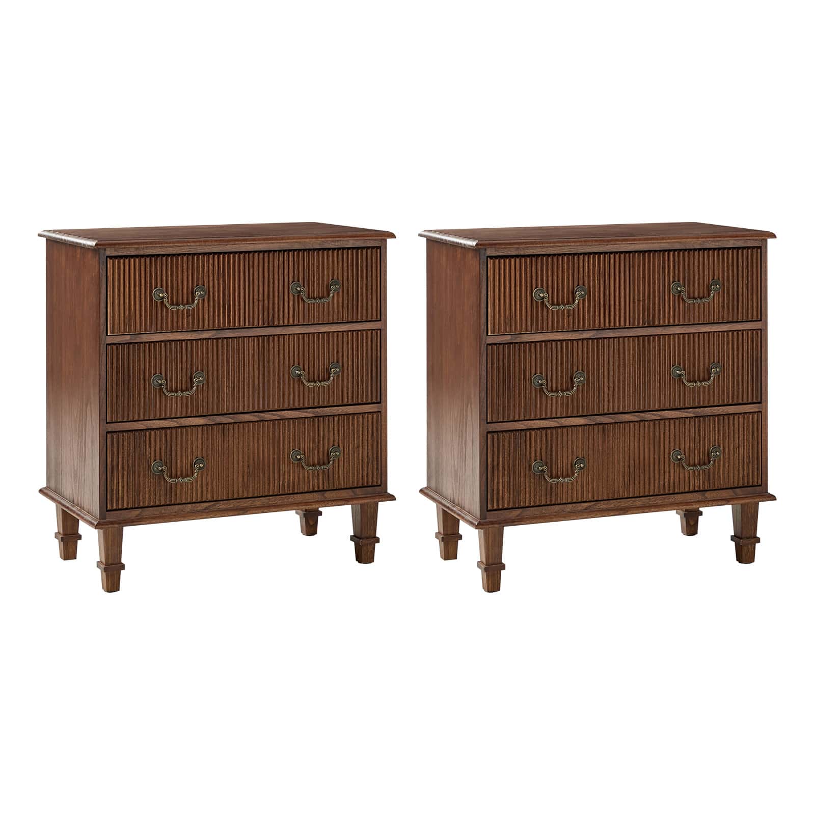 Rustic 3-Drawer Nightstand with USB Charging Station - Solid Wood Bedside Table for Bedroom, Living Room & Guest Room | Galatea Optional Types