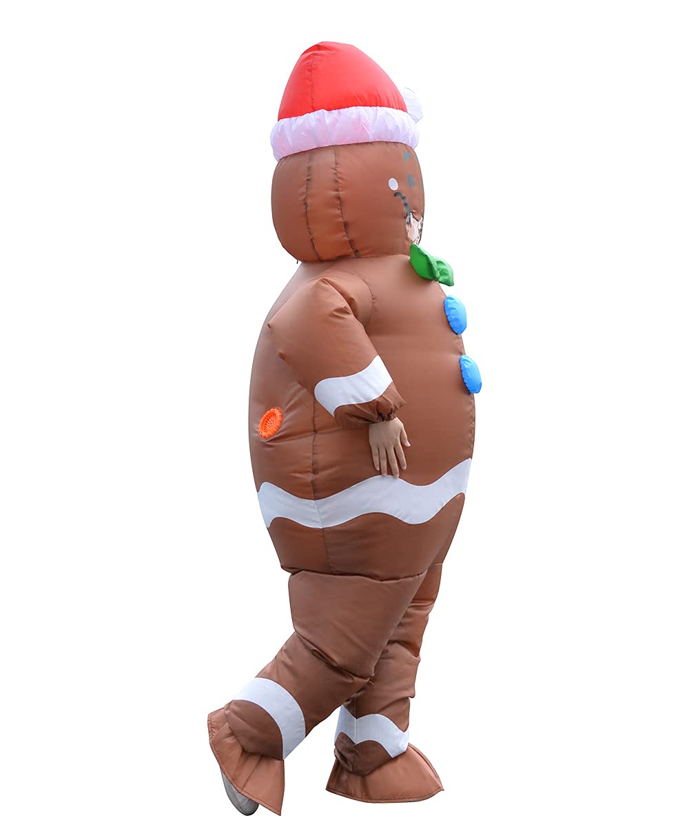 Unisex Inflatable Christmas Gingerbread Man Costume for Adults - Holiday Party Outfit, Christmas Cosplay, Festive Dress Up (Great for Christmas Parties, Office Events & Family Gatherings)