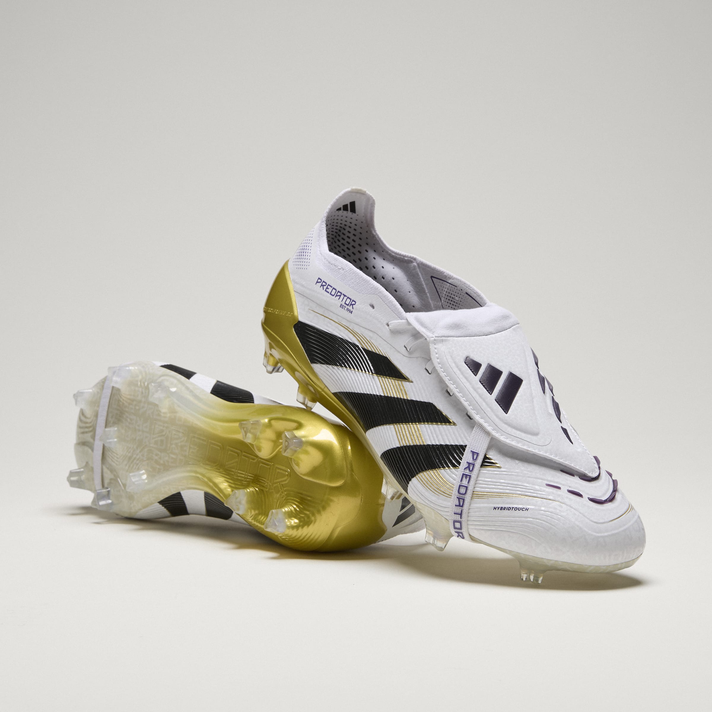 Adidas Predator Elite FG Soccer Cleats - White/Core Black/Gold Metallic - Fold Over Tongue Design for Enhanced Fit - Perfect for Competitive Matches & Training Sessions