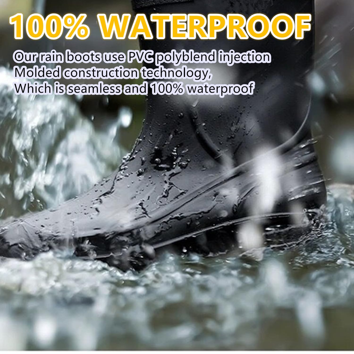 Waterproof PVC Rain Boots for Women & Men - Lightweight Comfortable Rubber Work Boots for Fishing, Farming, Gardening | Slip-Resistant Durable Mud Boots for Outdoor Activities