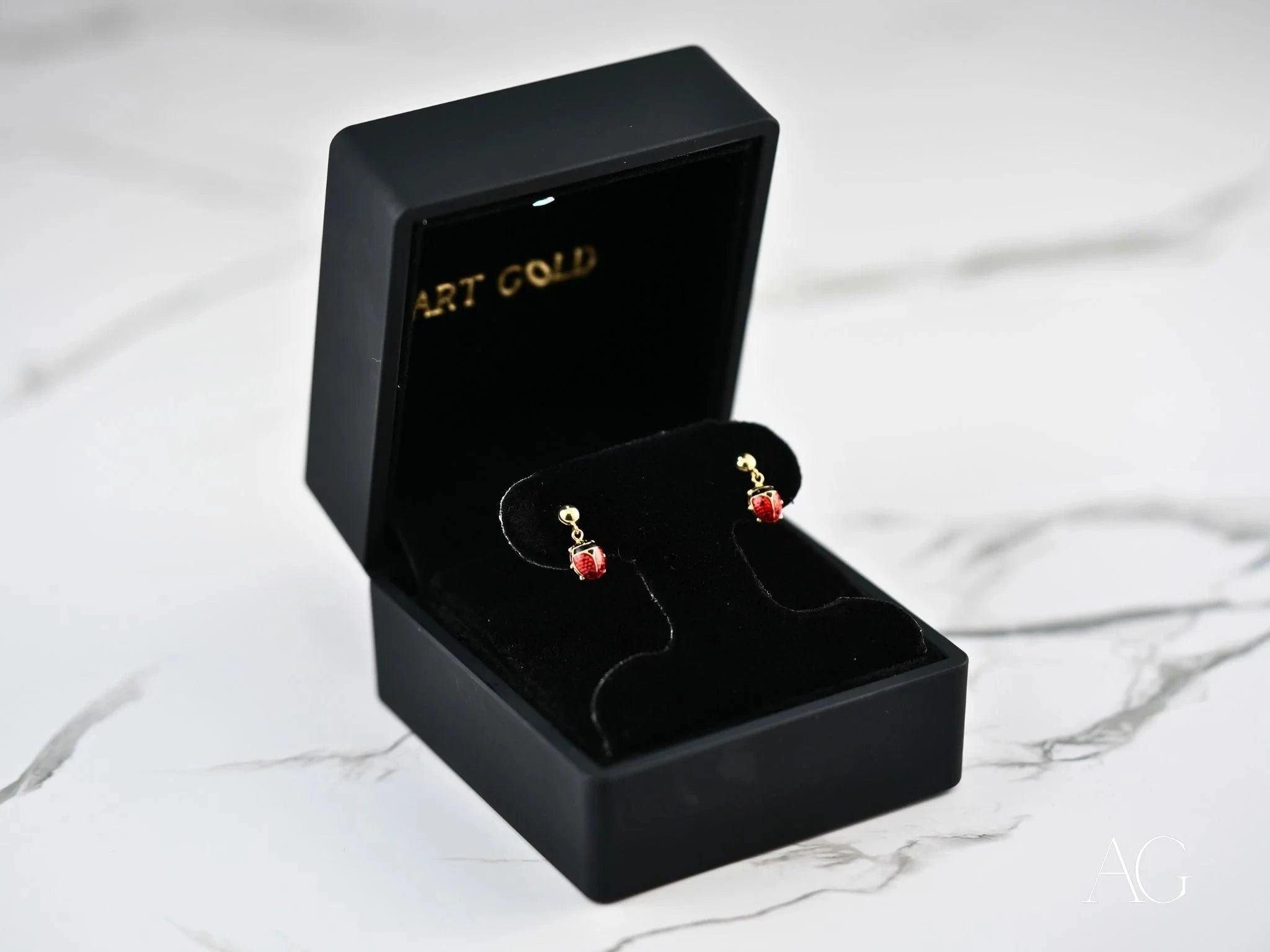 18K Gold Ladybug Earrings for Women - Lucky Charm Stud Earrings for Everyday Wear, Gift for Her, Birthday, Anniversary, or Special Occasion