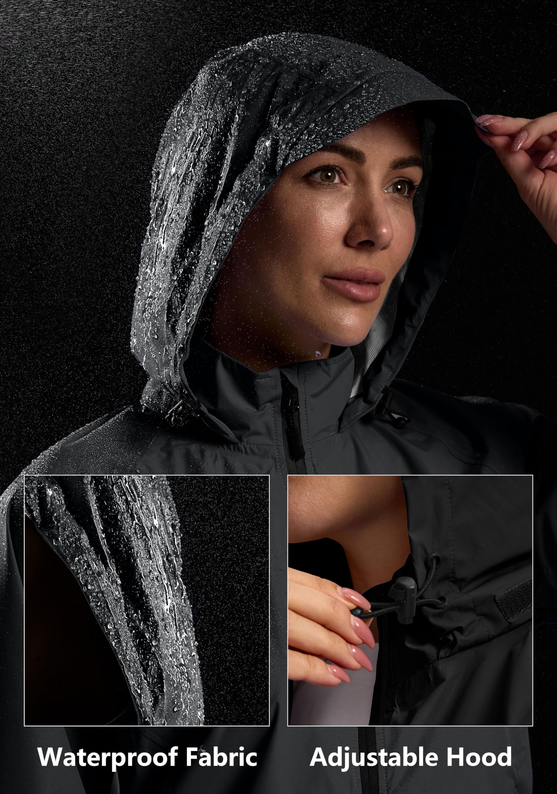 Bikewa Women's Waterproof Cycling Rain Jacket - Lightweight Windproof Running Windbreaker with Reflective Strips & Packable Hood - Perfect for Outdoor Cycling, Jogging, Hiking & Rainy Day Commutes