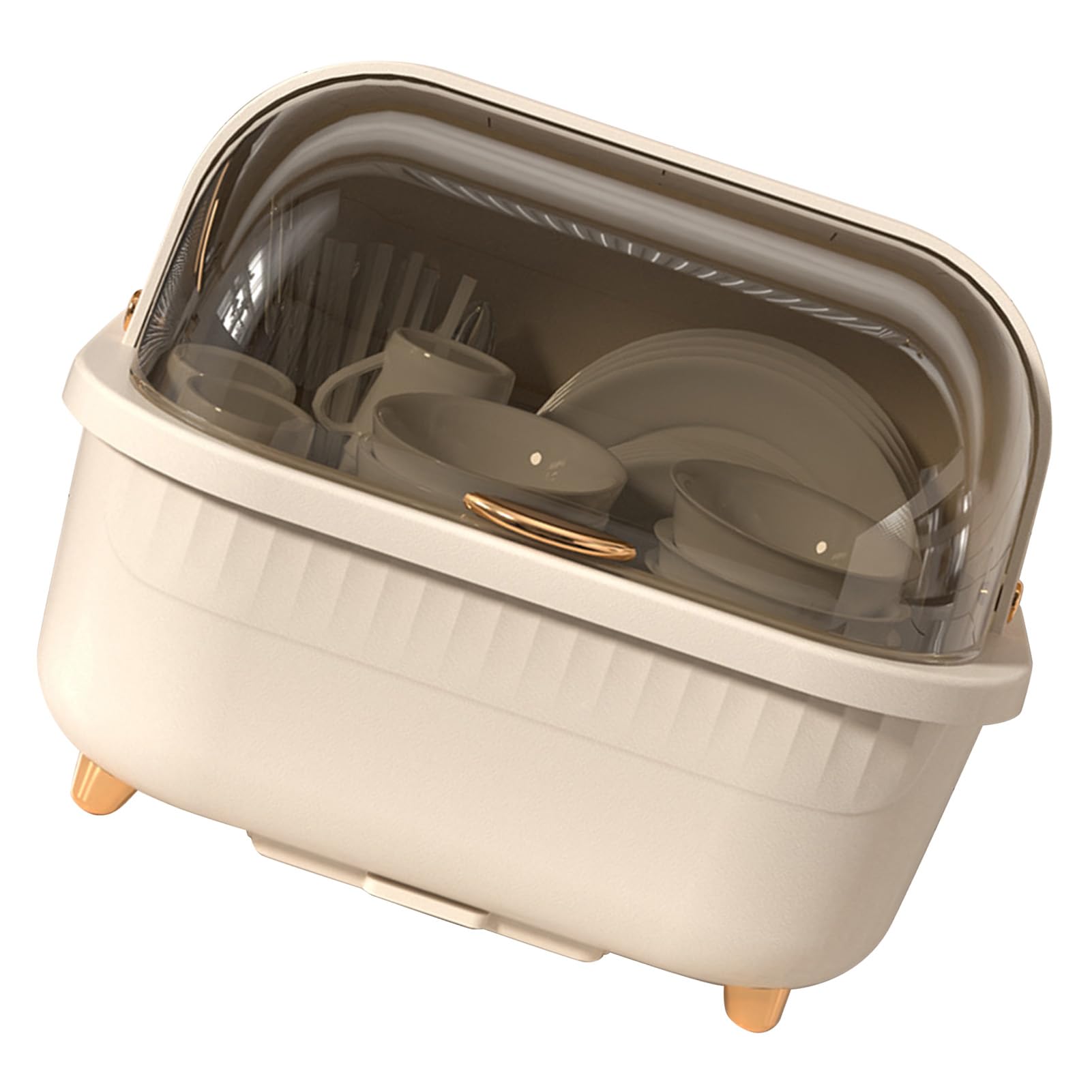 **Apricot M Dish Drying Box with Drain Holes & Lid - Kitchen Dish Drainer Rack for Bowls, Plates & Utensils - Space-Saving Countertop Organizer for Home & Restaurant Use**