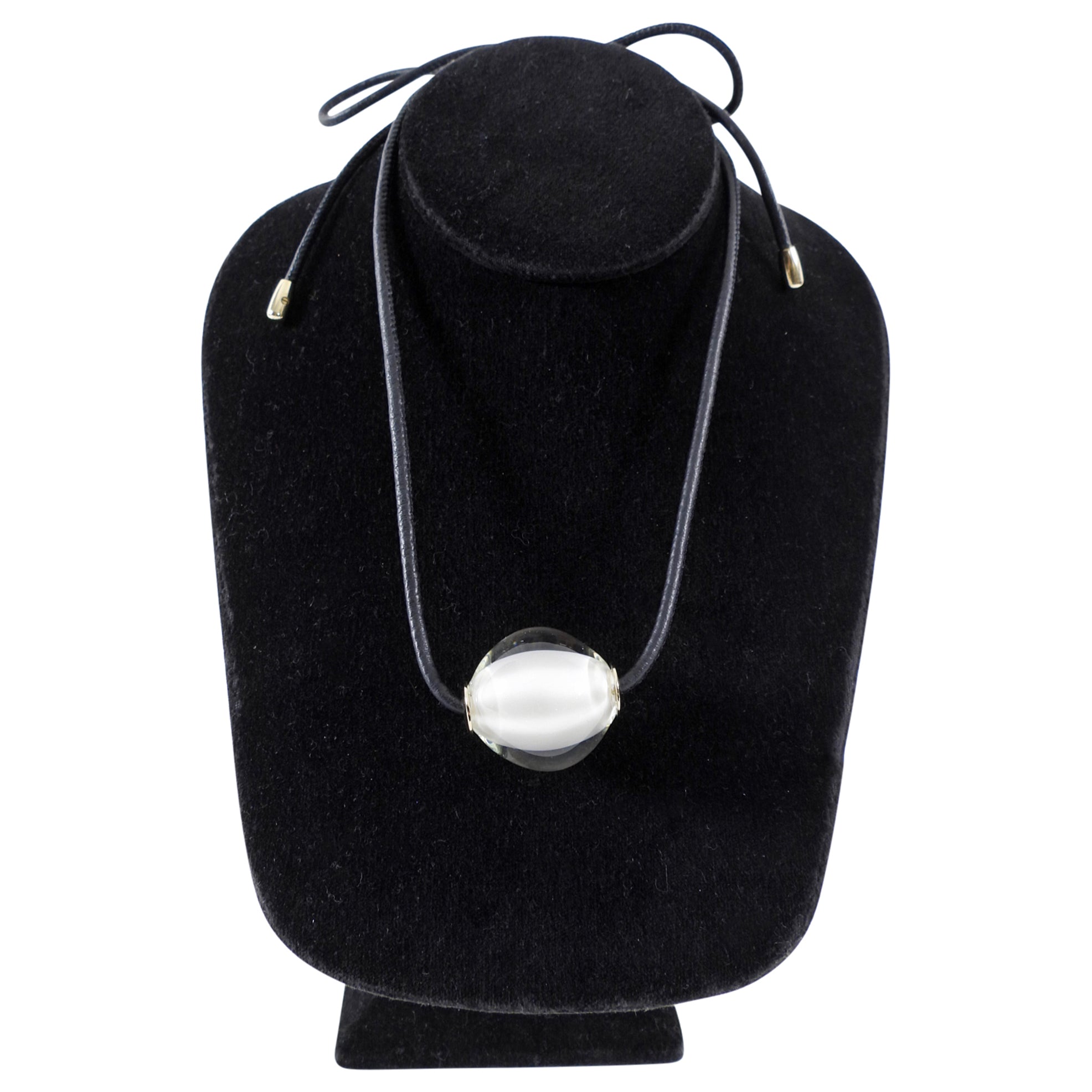 Chloe Black Leather Cord and Glass Bead Darcey Necklace - Elegant Bohemian Jewelry for Women, Perfect for Parties, Weddings & Everyday Wear