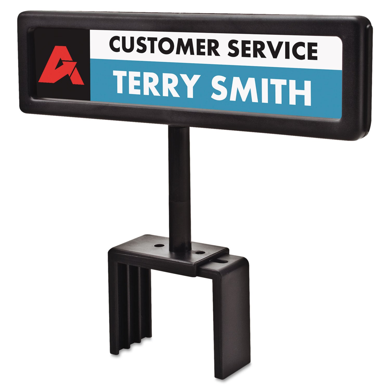 Advantus Black Plastic People Pointer Cubicle Sign - 8.5 x 2 Inches - Office Desk Organizer for Meetings & Workspace Visibility