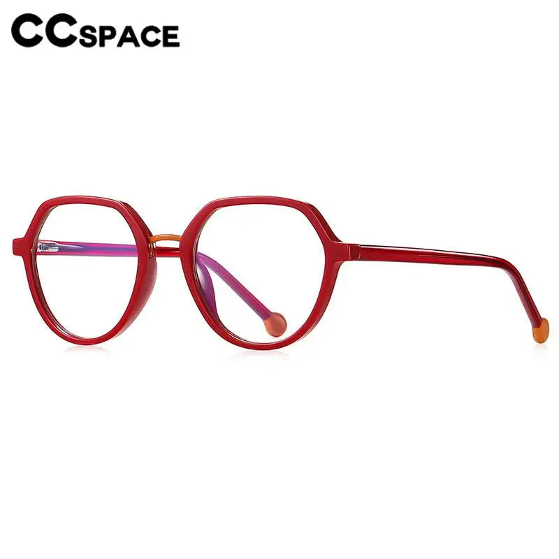 CCspace Unisex Full Rim Flat Top Round TR90 Titanium Eyeglasses 57322 - Lightweight & Durable Glasses for Work, Reading & Fashion
