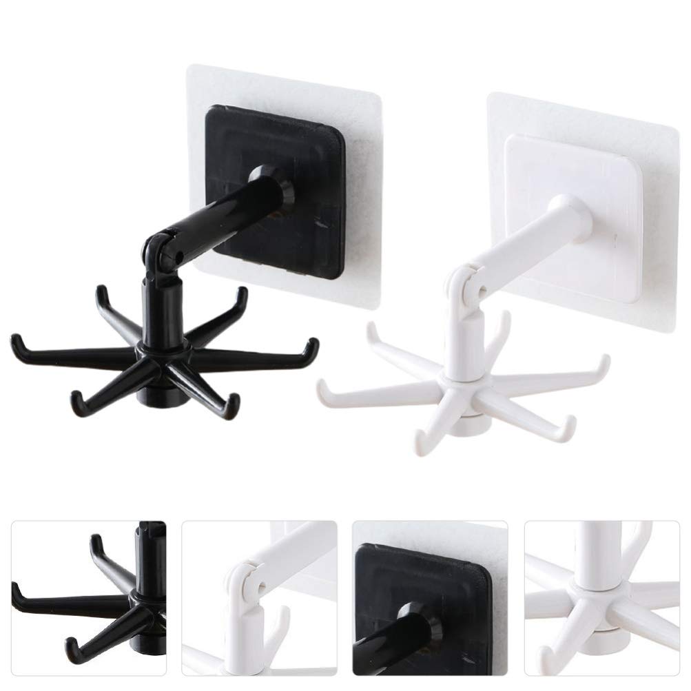 Rotatable Wall Hooks 4-Pack - Plastic Bathroom & Kitchen Storage Hooks for Keys, Bags, Towels - Space Saving Shower Hooks for Home Organization (Perfect for Bathrooms, Showers, Bedrooms & Entryways)