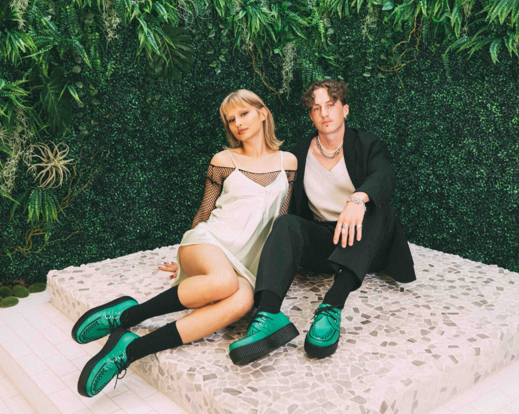 Green TUKskin™ Viva Mondo Creeper Shoes - Vegan Platform Sneakers for Women | Trendy Streetwear & Punk Fashion Footwear for Concerts, Festivals and Everyday Wear