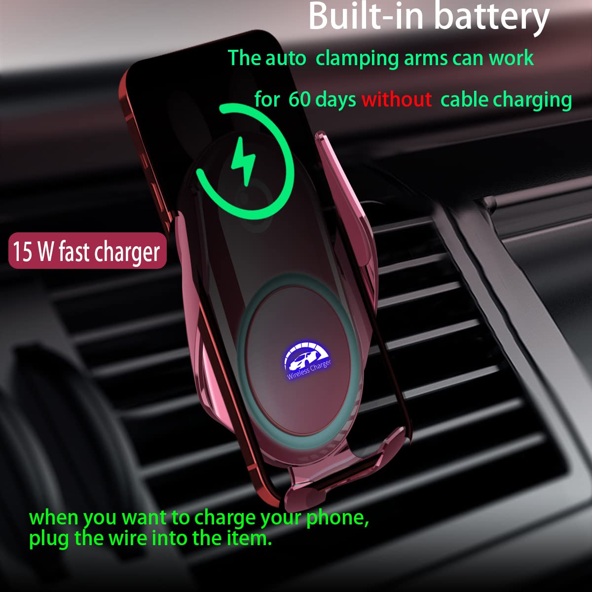 15W Fast Wireless Car Charger Mount - Auto-Clamping Phone Holder for iPhone 14/13/12/11/Pro/SE/XS/Max/XR & Samsung S22/S21/S20/Note 20/10 - Pink Cute Dashboard Vent Mount for Women - Perfect for Commuting, Road Trips & Hands-Free Driving