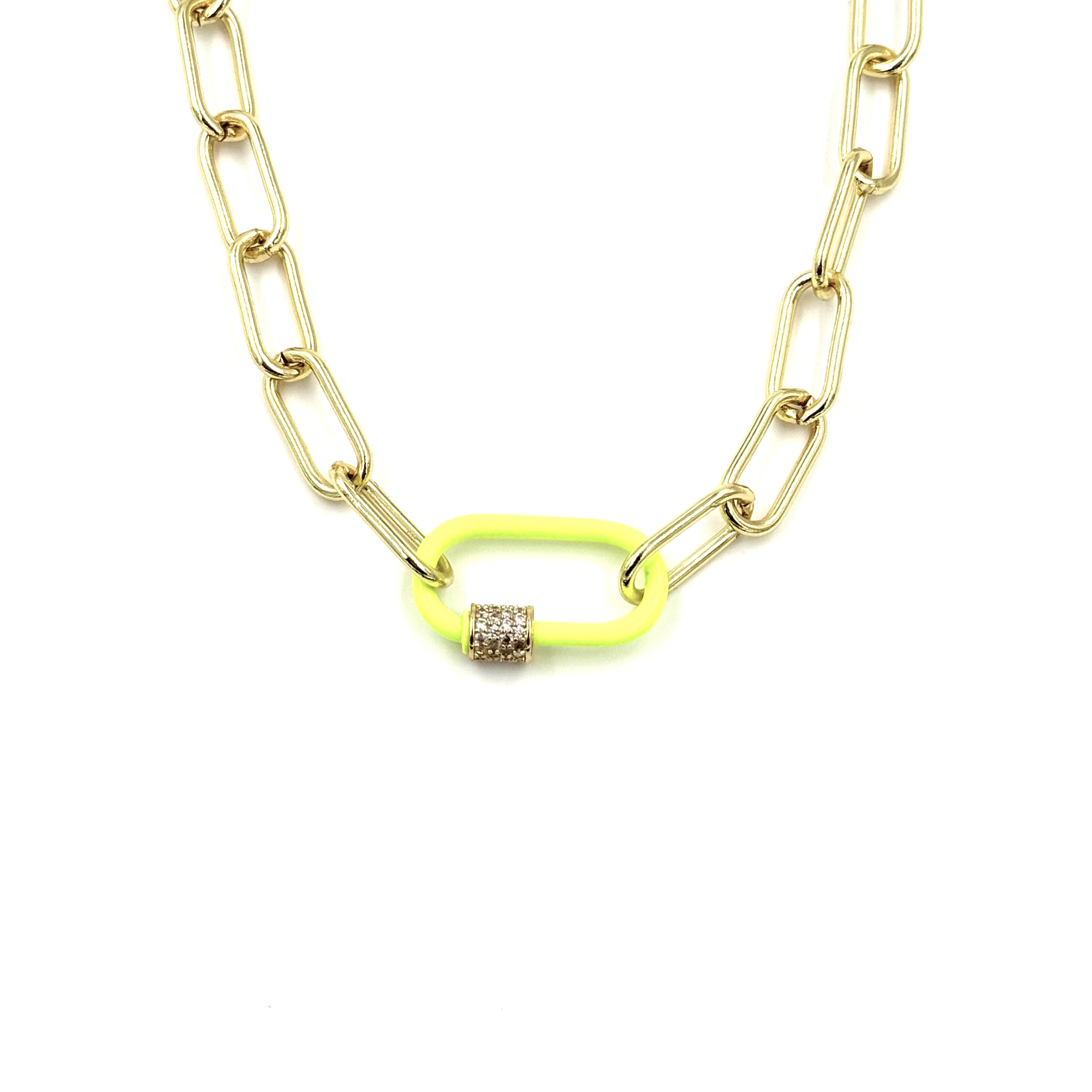 Ashley Gold Stainless Steel Neon Enamel Lock Necklace for Women - Trendy Layering Jewelry for Parties, Date Nights & Everyday Wear