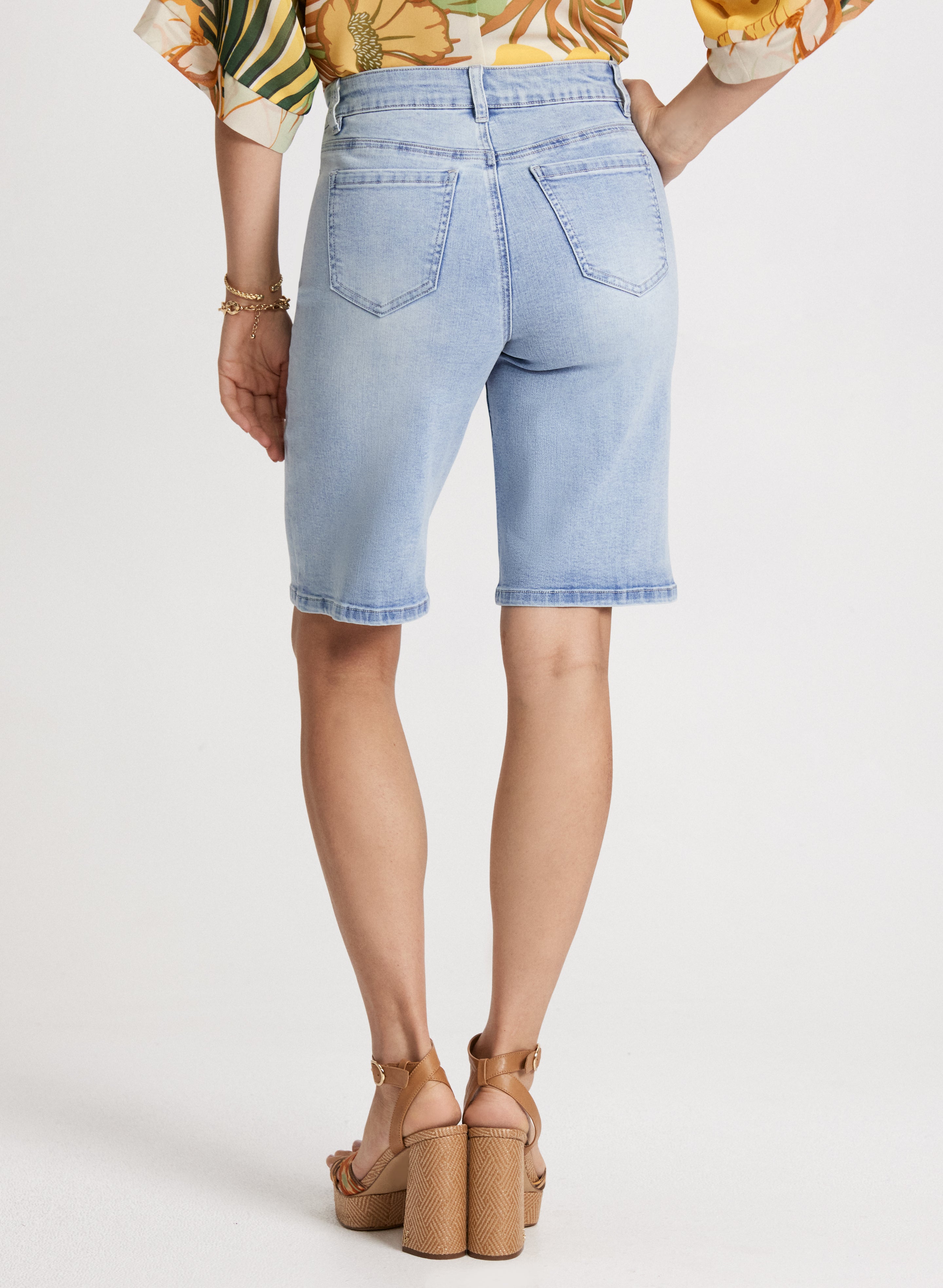 Stylish Women's Denim Bermuda Shorts - High Waisted, Comfortable & Stretchy for Summer Casual Wear | Perfect for Beach, Travel & Everyday Outfits