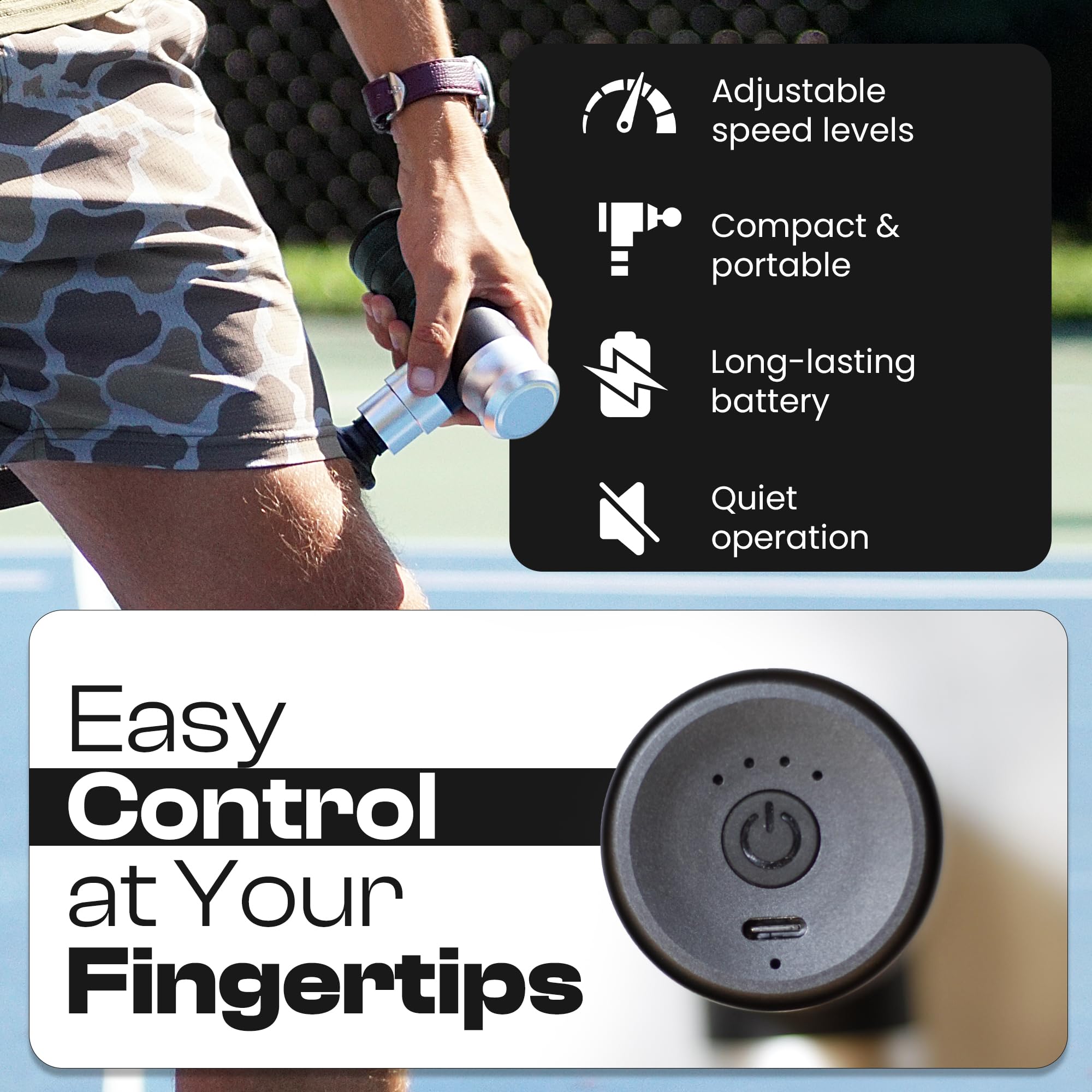 Portable Mini Massage Gun with 4 Speeds & 6 Colors - Deep Tissue Muscle Pain Relief, USB-C Fast Charging, Includes Carrying Case | Perfect for Post-Workout Recovery, Back Pain, Shoulder Tension & Home Spa Relaxation