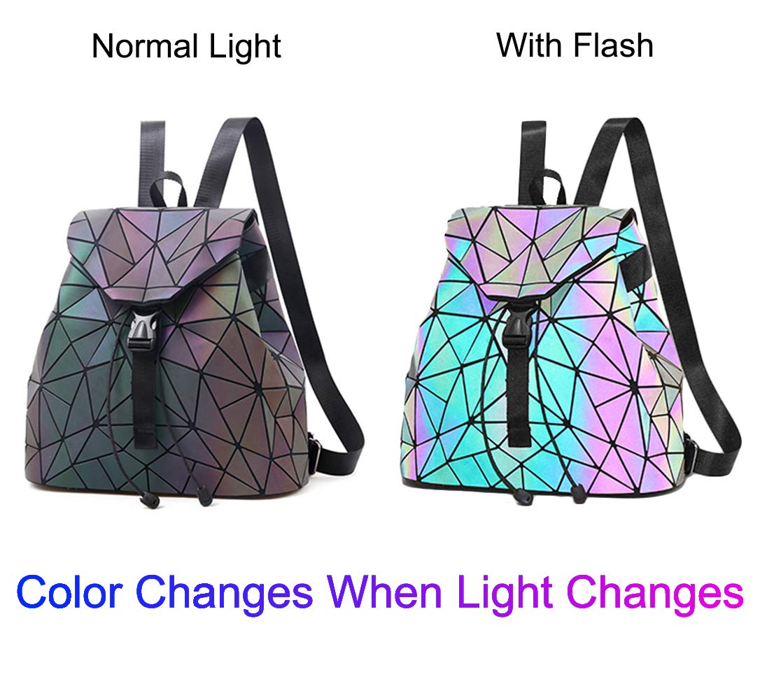 Luminous Geometric Backpack for Women - Holographic Reflective Handbag & Iridescent Daypack (BB180001-02) - Perfect for Night Out, Rave Parties & Festival Fashion Accessory