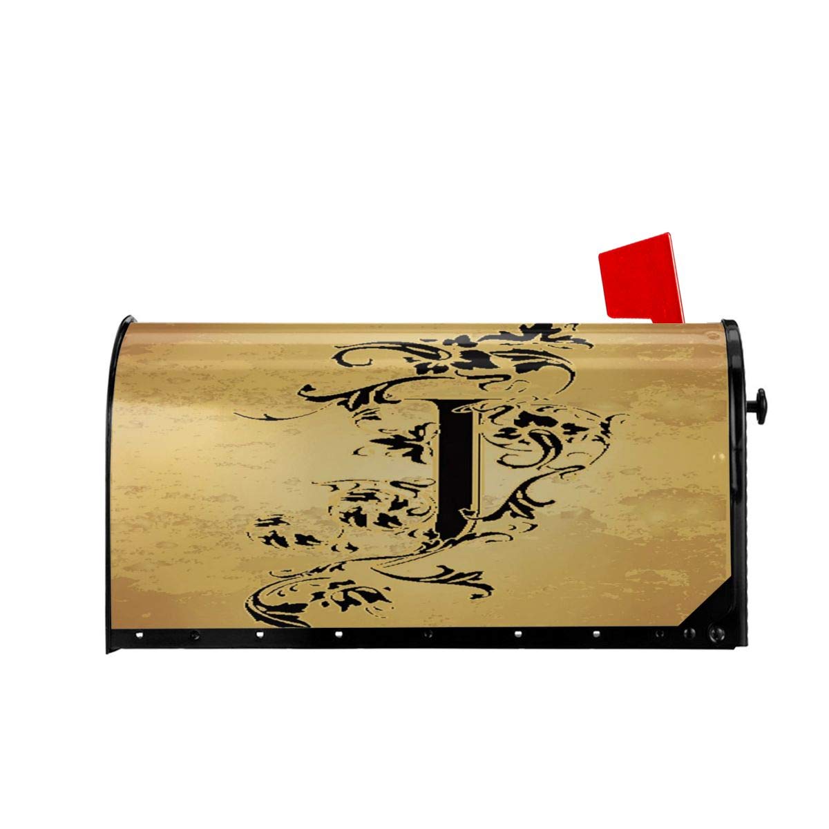 Vintage Initials Letter J Magnetic Mailbox Cover - Standard Size 25.5