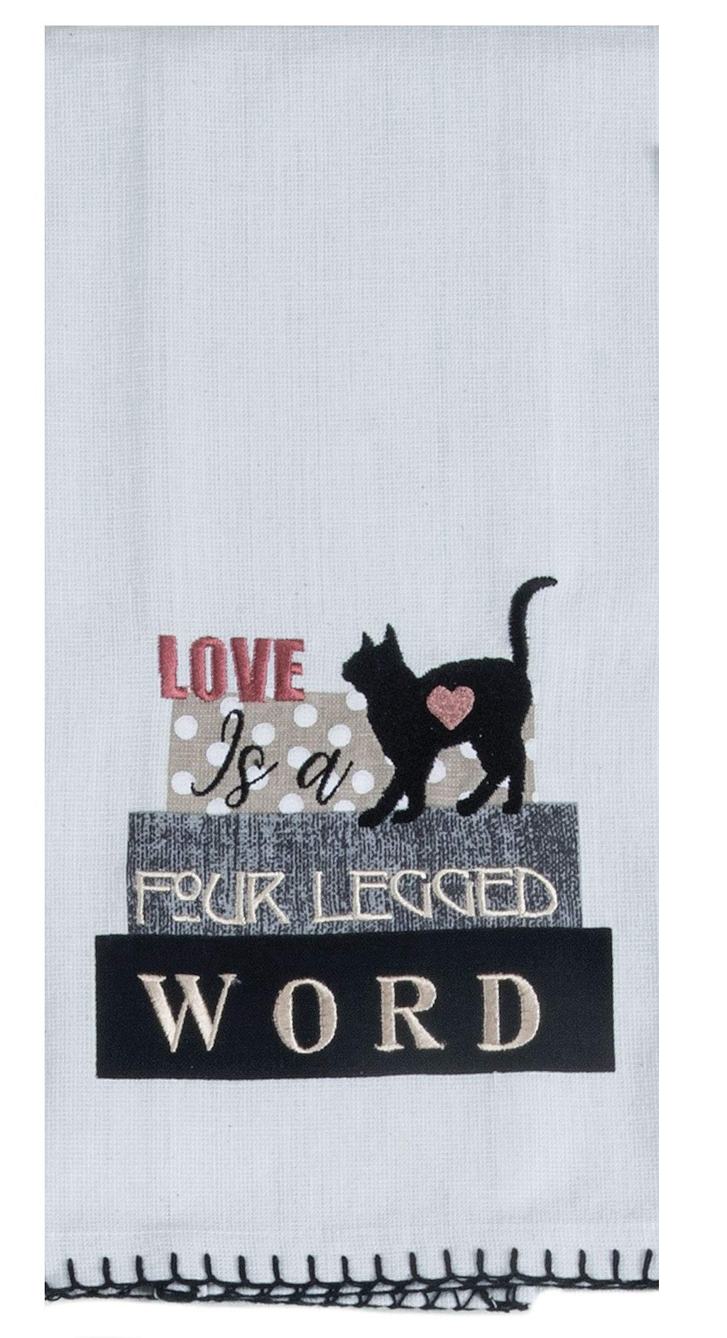 Cat Kitchen Towels Set of 3 - Embroidered Dish Towels for Cooking & Cleaning