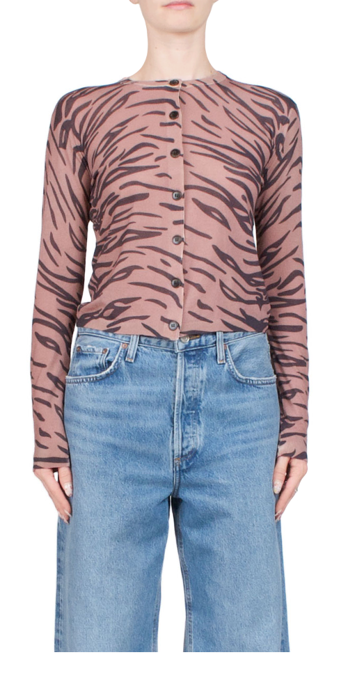 Men's Tiger Print Crew Neck Cardigan Sweater - Cozy Knit Pullover for Casual Wear, Office & Fall Outfits